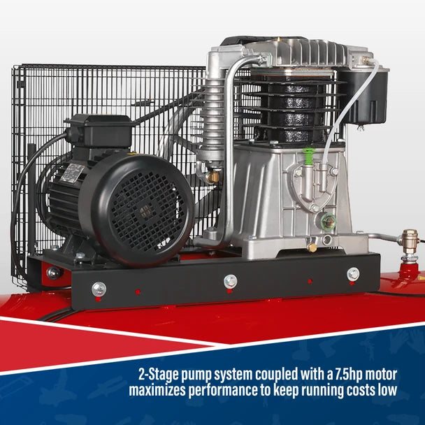 Sealey SAC55075B Air Compressor 500L Belt Drive 7.5hp 3ph 2-Stage with Cast Cylinders