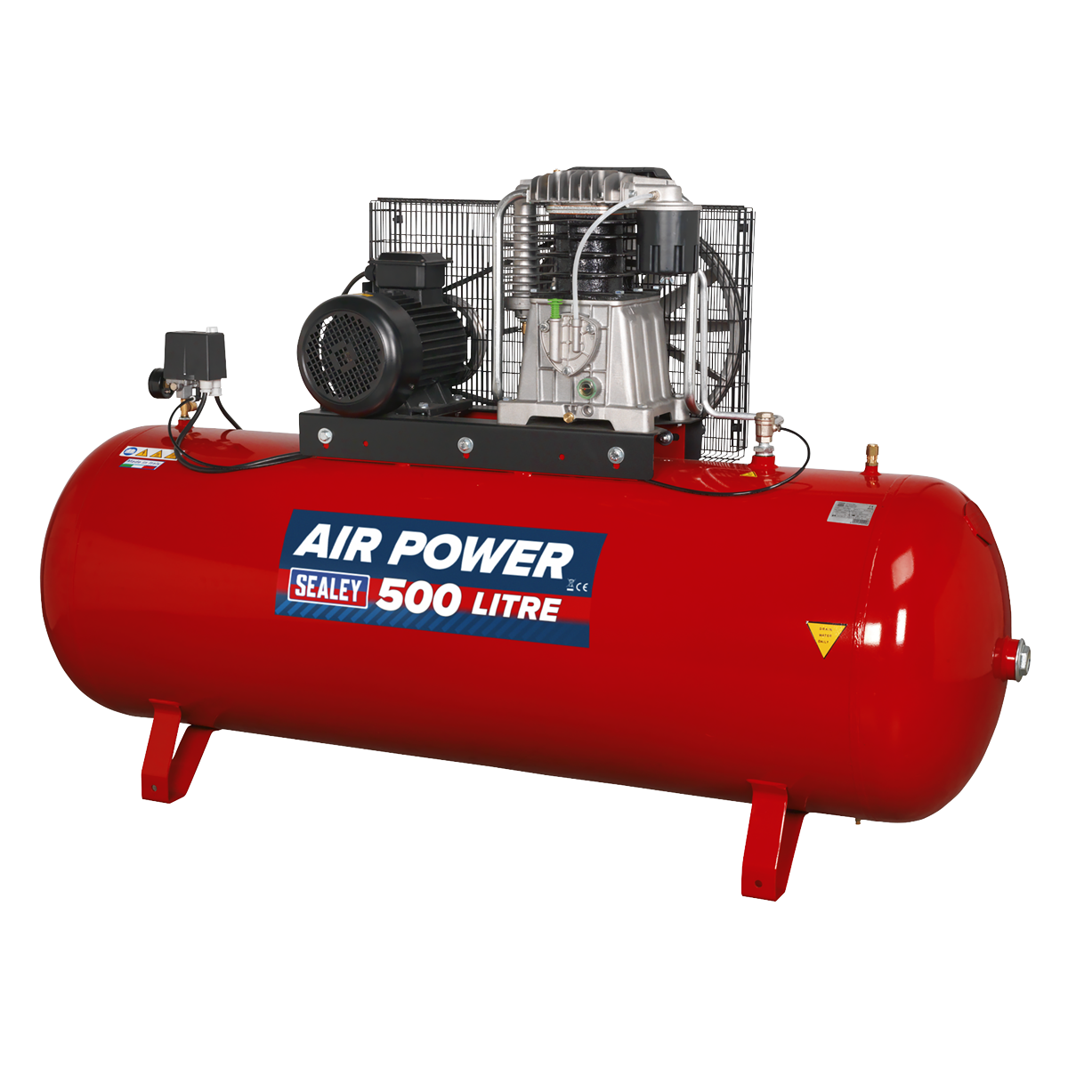 Sealey SAC55075B Air Compressor 500L Belt Drive 7.5hp 3ph 2-Stage with Cast Cylinders