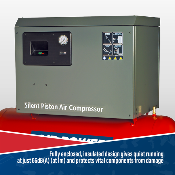 Sealey SAC72775BLN Compressor 270L Belt Drive 7.5hp 3ph 2-Stage with Cast Cylinders Low Noise