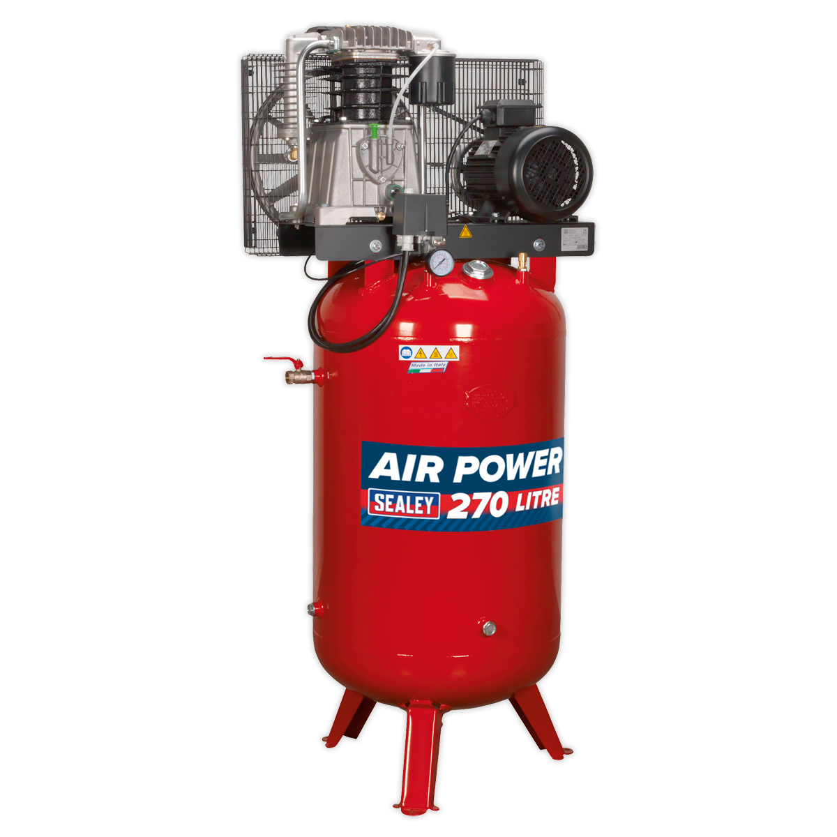 Sealey SACV52775B Air Compressor 270L Vertical Belt Drive 7.5hp 3ph 2-Stage with Cast Cylinders