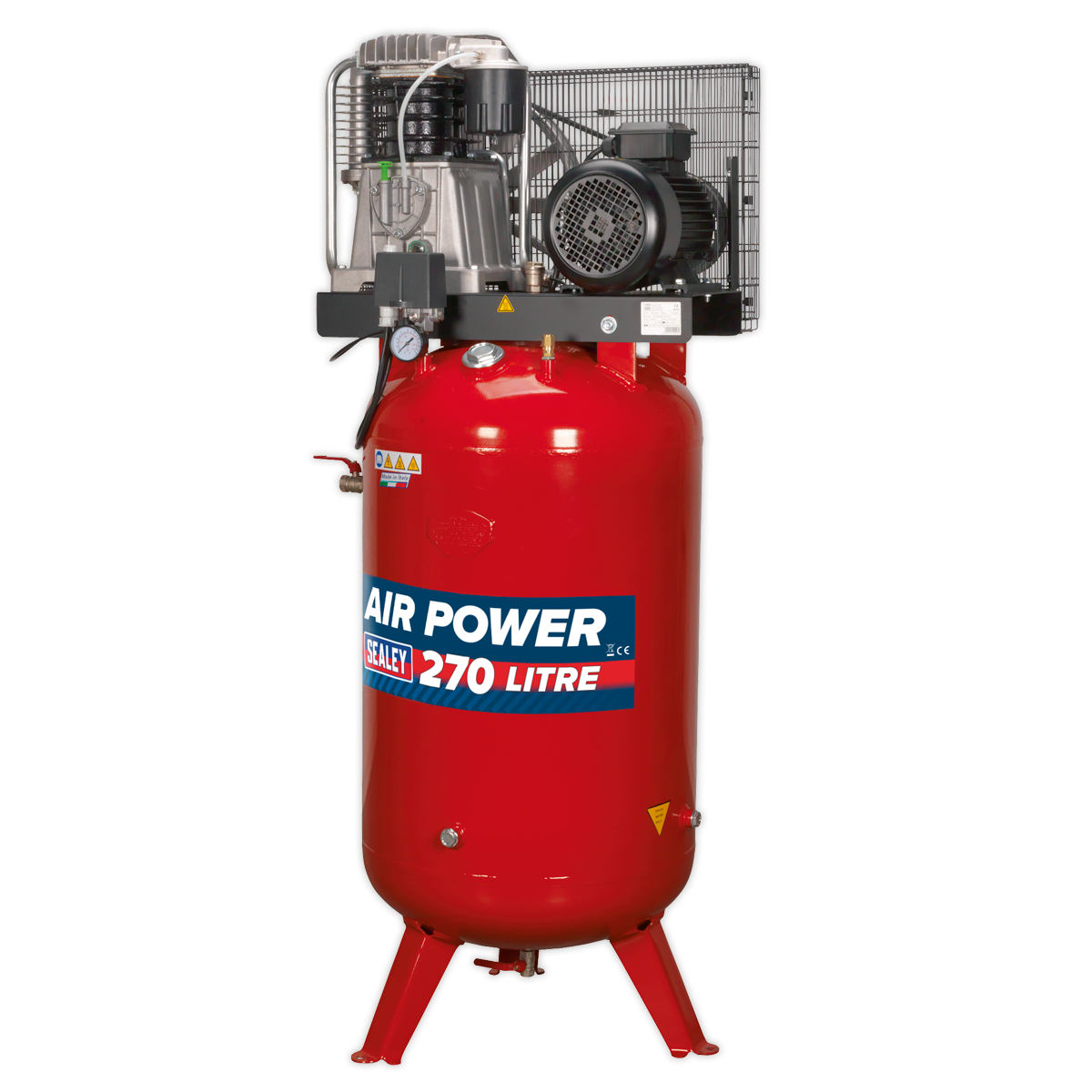 Sealey SACV52775B Air Compressor 270L Vertical Belt Drive 7.5hp 3ph 2-Stage with Cast Cylinders