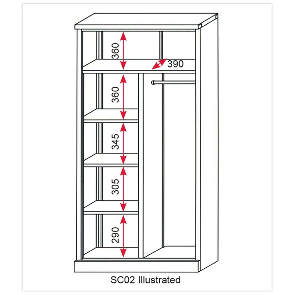 Sealey SC02 Floor Cabinet 4 Shelf plus Hanging Rail 2 Door