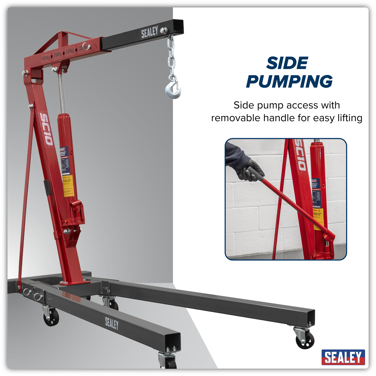 Sealey SC10 KD' Type Folding Crane 1 Tonne