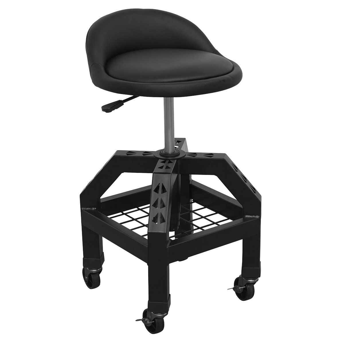 Sealey SCR03B Creeper Stool Pneumatic with Adjustable Height Swivel Seat & Back Rest