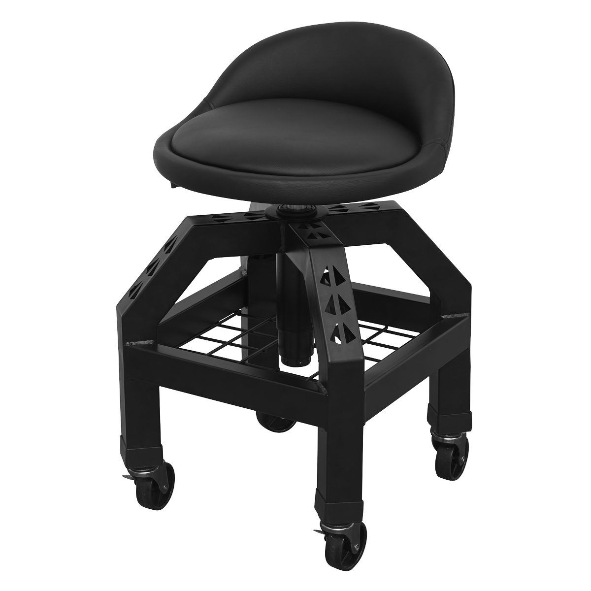 Sealey SCR03B Creeper Stool Pneumatic with Adjustable Height Swivel Seat & Back Rest
