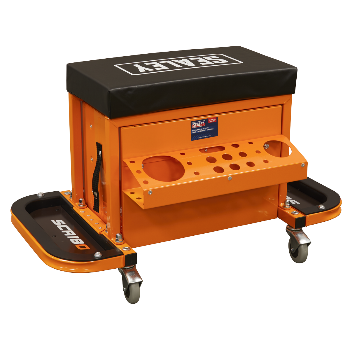 Sealey SCR18O Mechanic's Utility Seat & Toolbox - Orange