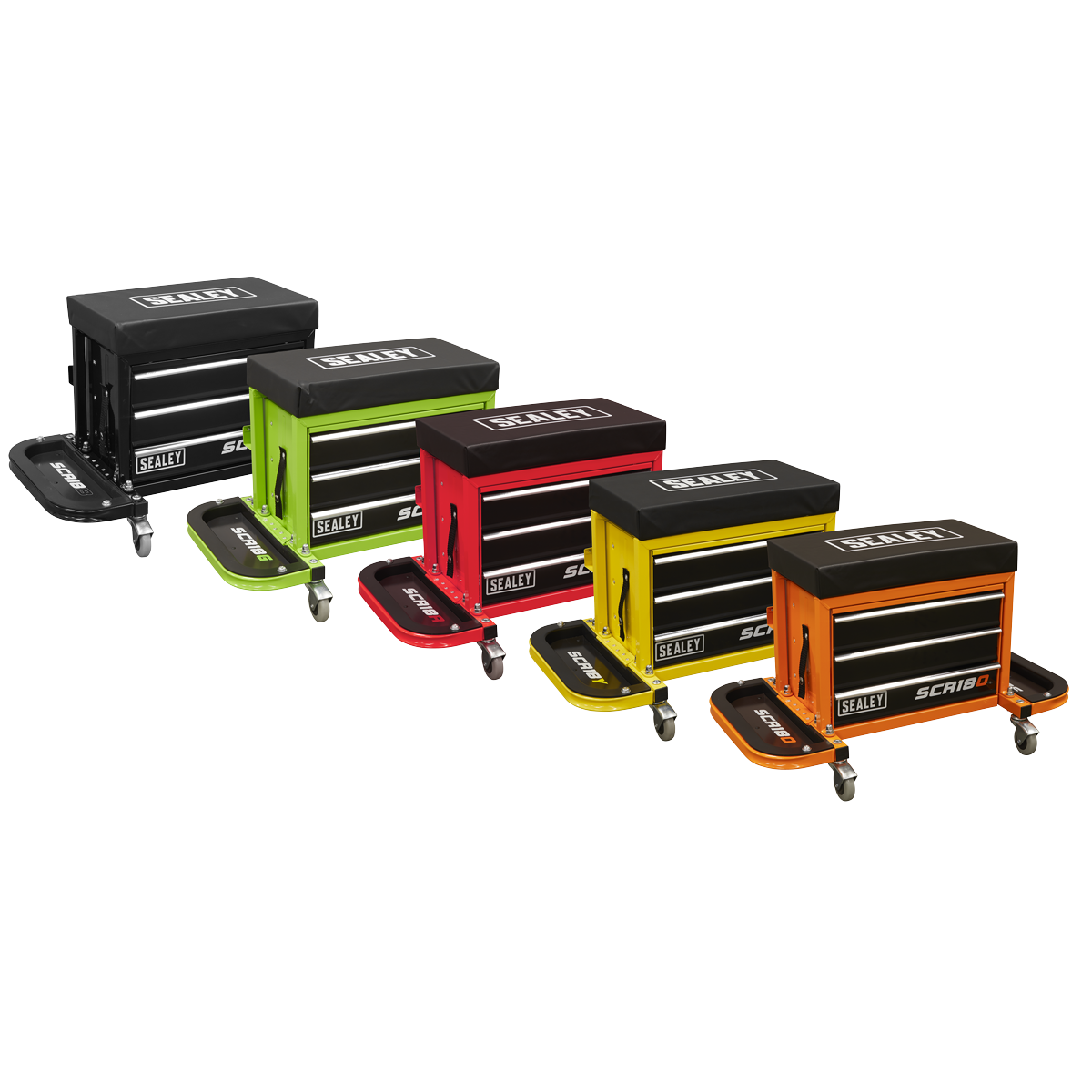 Sealey SCR18B Mechanic's Utility Seat & Toolbox - Black