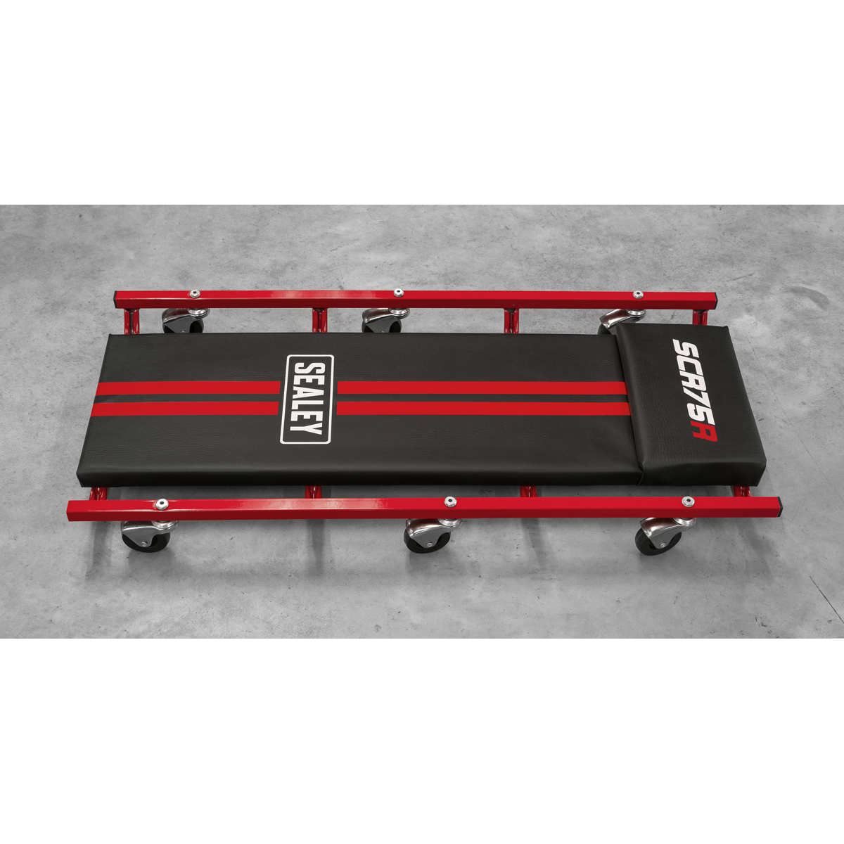 Sealey SCR75 36" Deluxe American-Style Creeper with Steel Frame & 6 Wheels - Red
