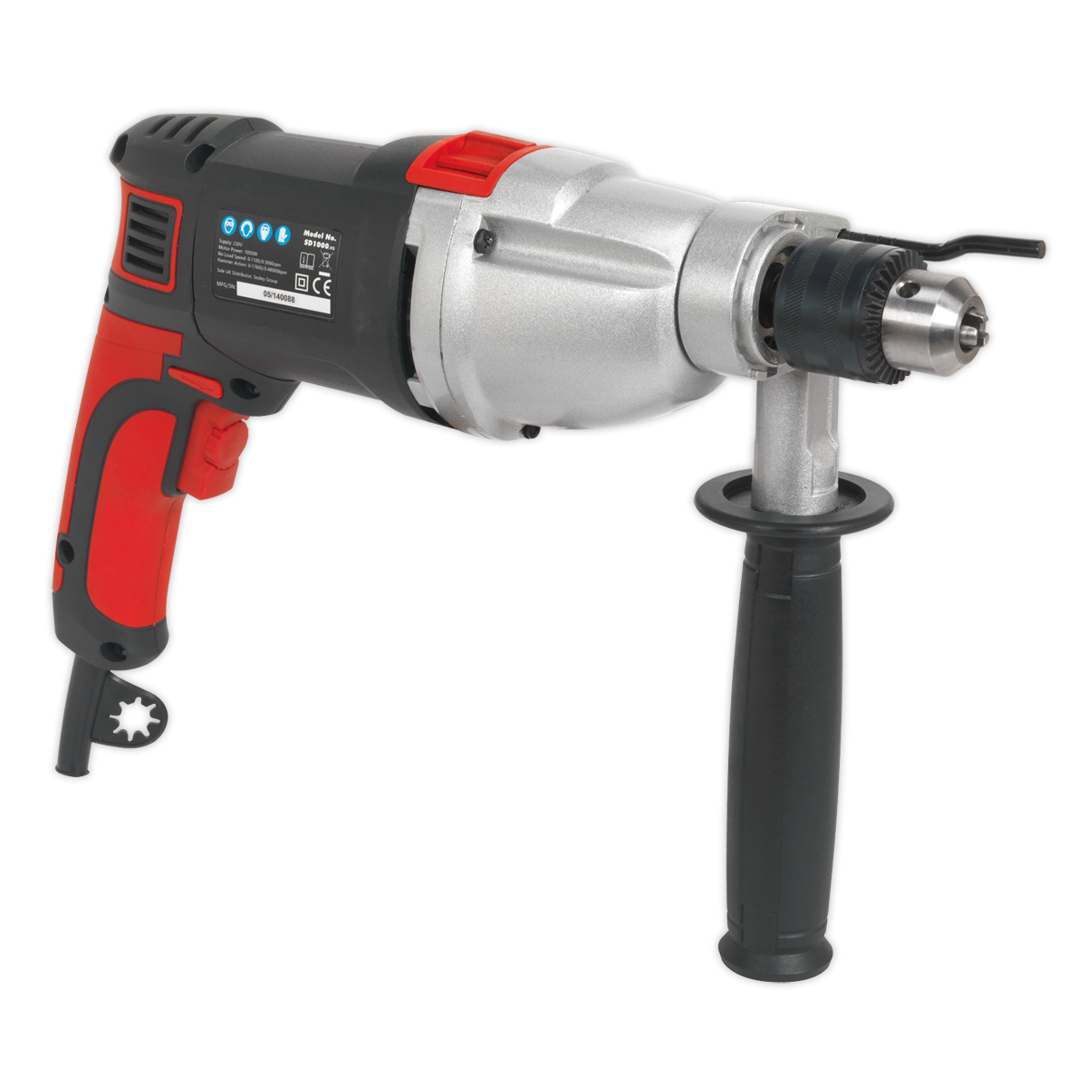 Sealey SD1000 Hammer Drill 13mm 2 Mechanical/Variable Speed 1050W/230V