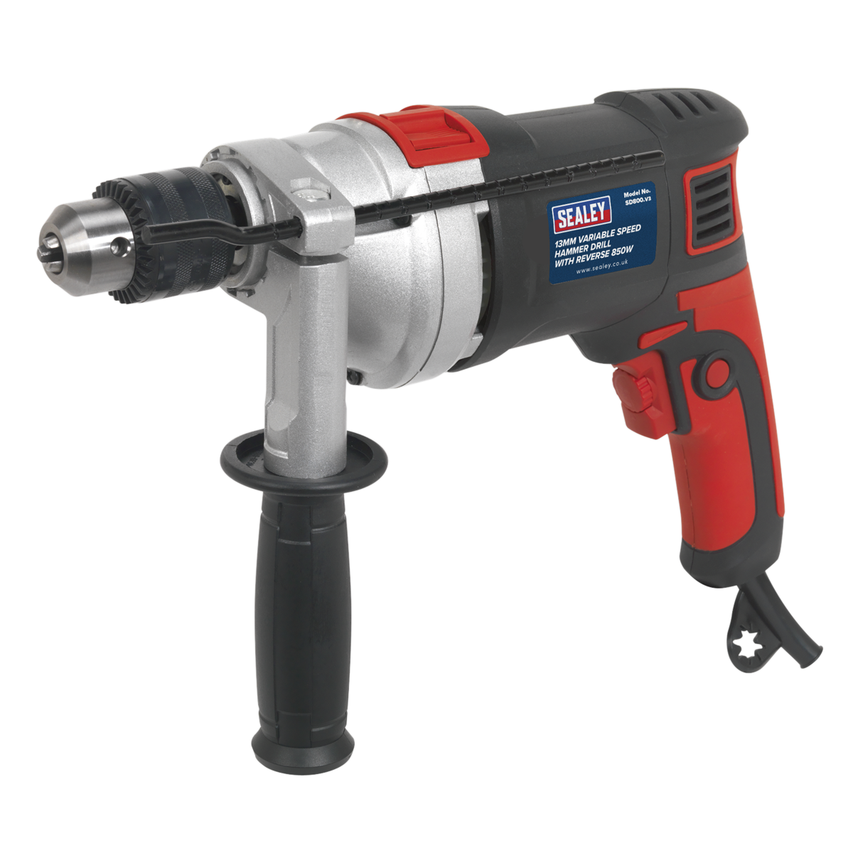 Sealey SD800 Hammer Drill 13mm Variable Speed with Reverse 850W/230V