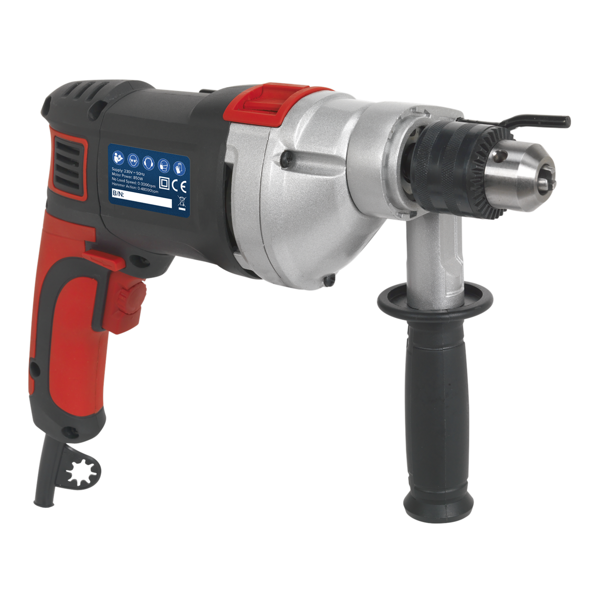Sealey SD800 Hammer Drill 13mm Variable Speed with Reverse 850W/230V
