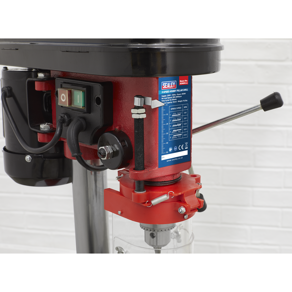 Sealey SDM30 Pillar Drill 5-Speed Hobby Model 580mm Height 350W/230V
