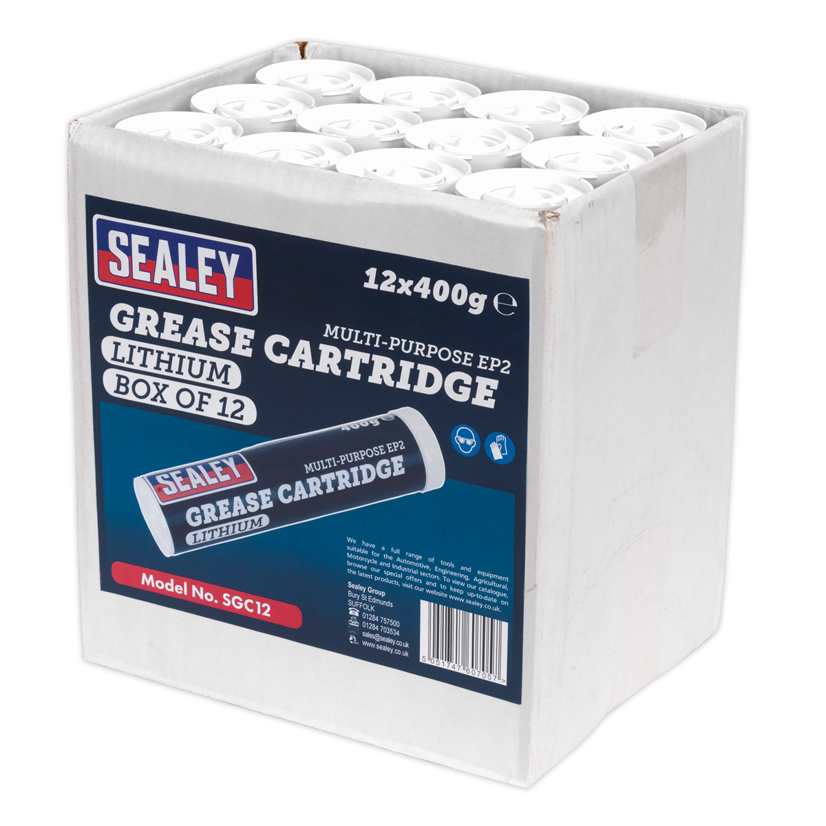 Sealey SGC12 Grease Cartridge EP2 Lithium 400g Pack of 12