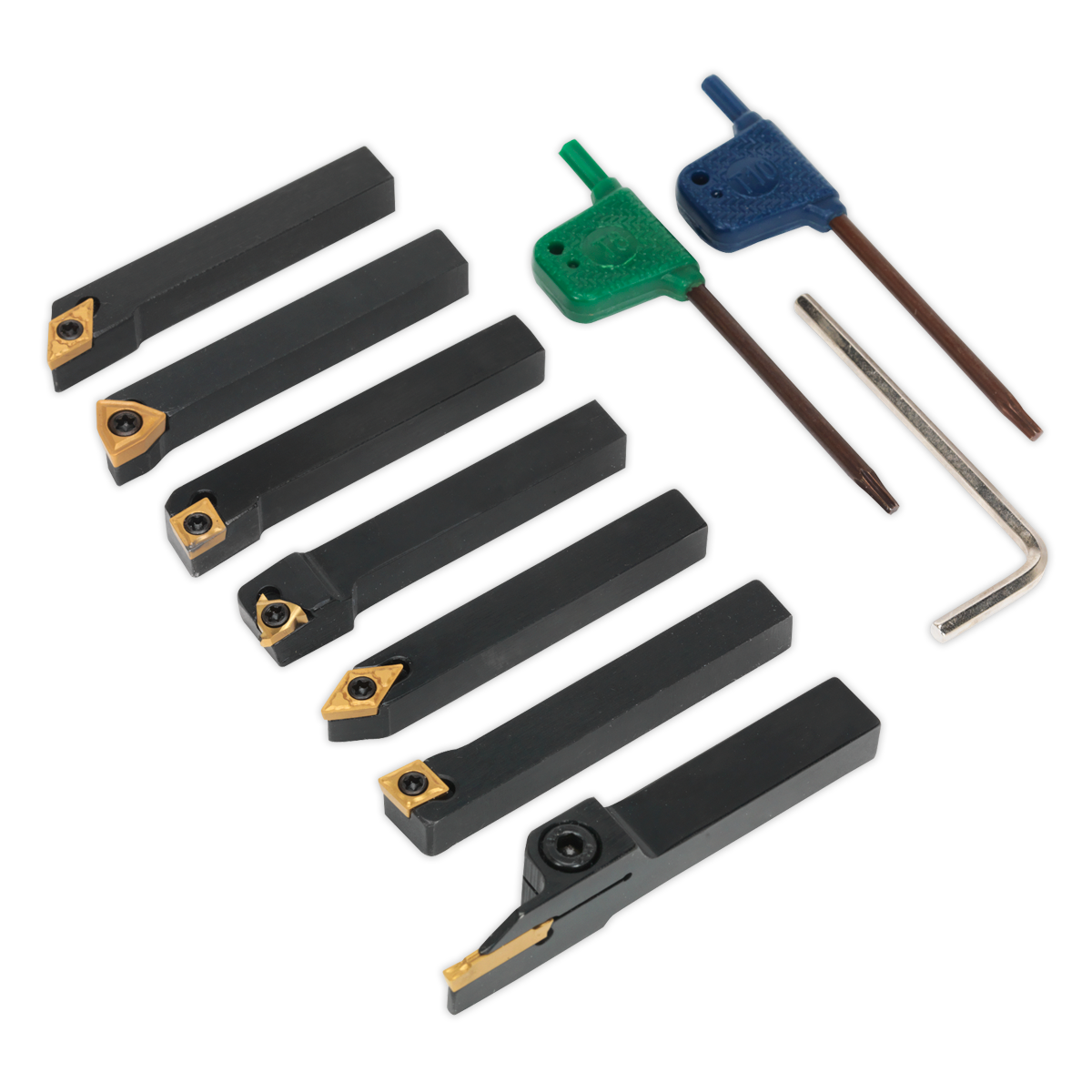 Sealey SM3025CS5 Indexable 8mm Lathe Turning Tool Set 7pc