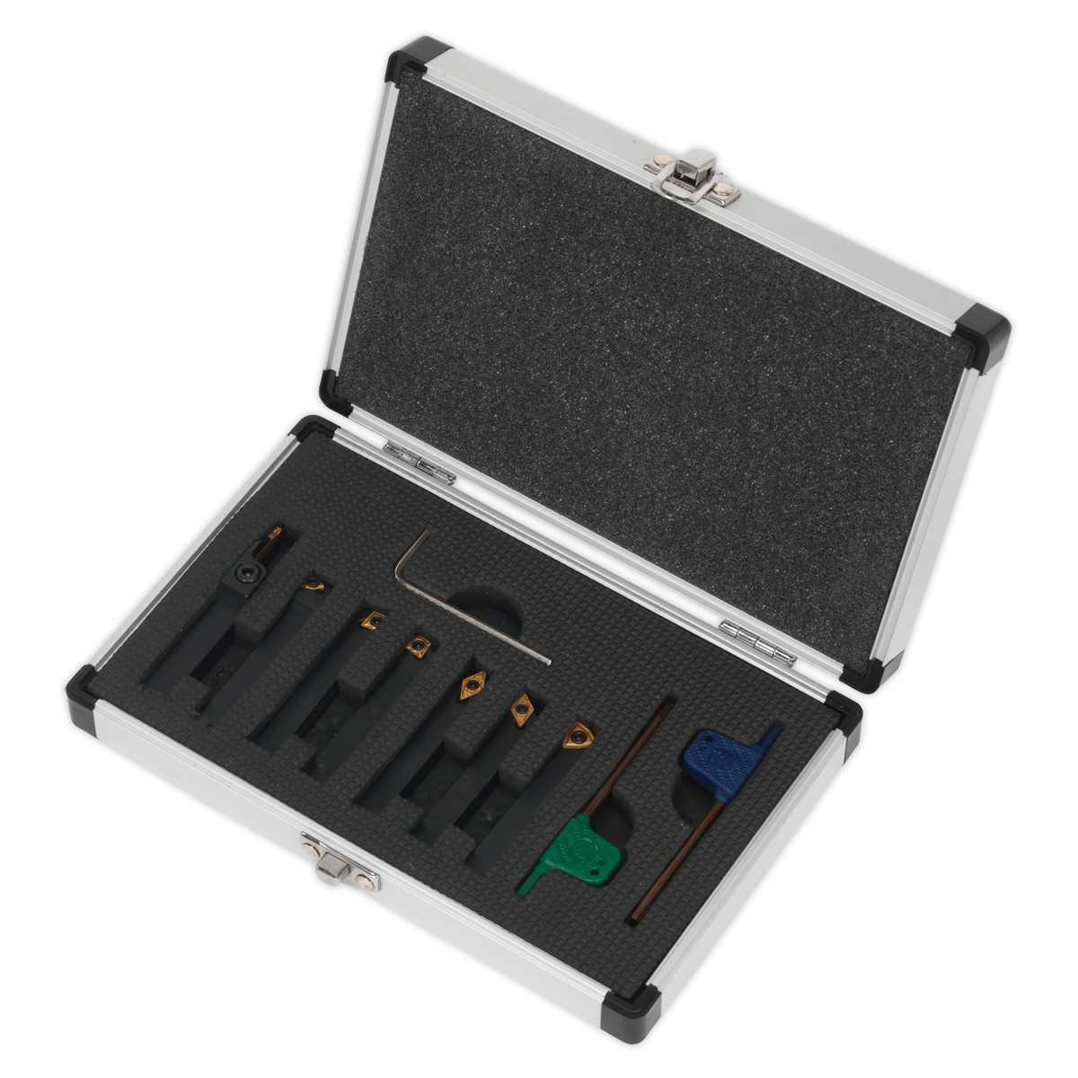 Sealey SM3025CS5 Indexable 8mm Lathe Turning Tool Set 7pc