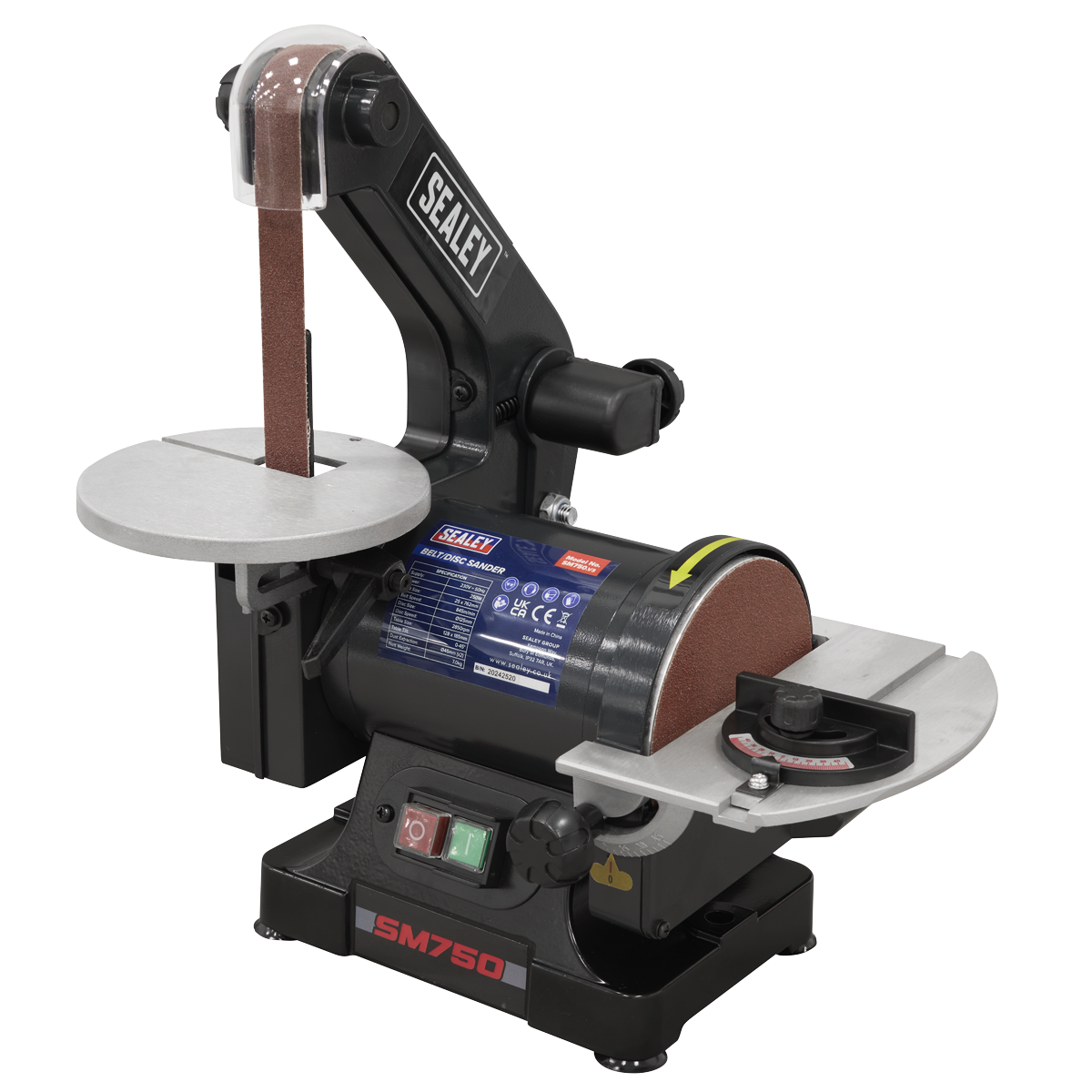 Sealey SM750 Belt/Disc Sander 25 x 762mm/Ø125mm 250W/230V
