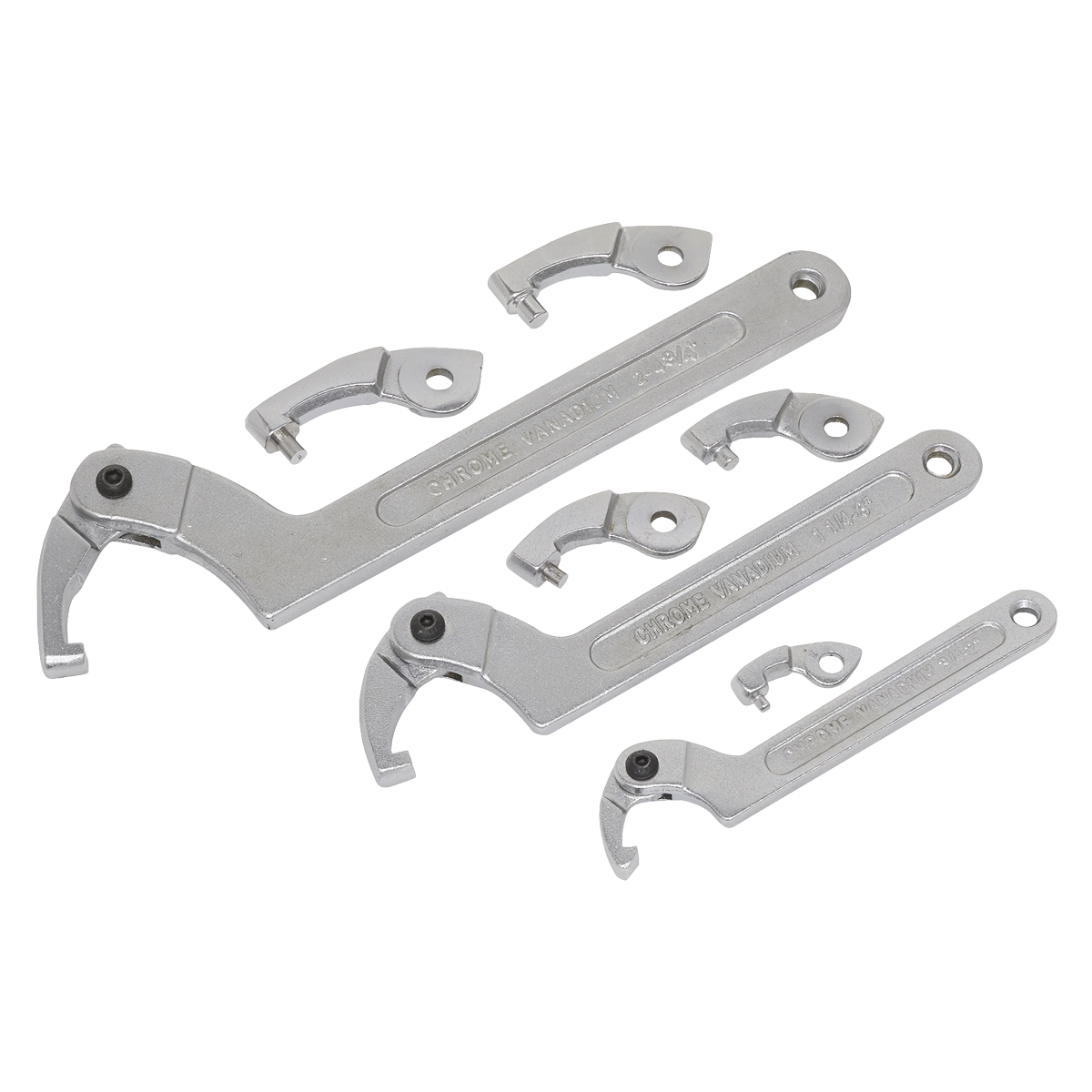 Sealey SMC2 Adjustable C Spanner - Hook & Pin Wrench Set 11pc