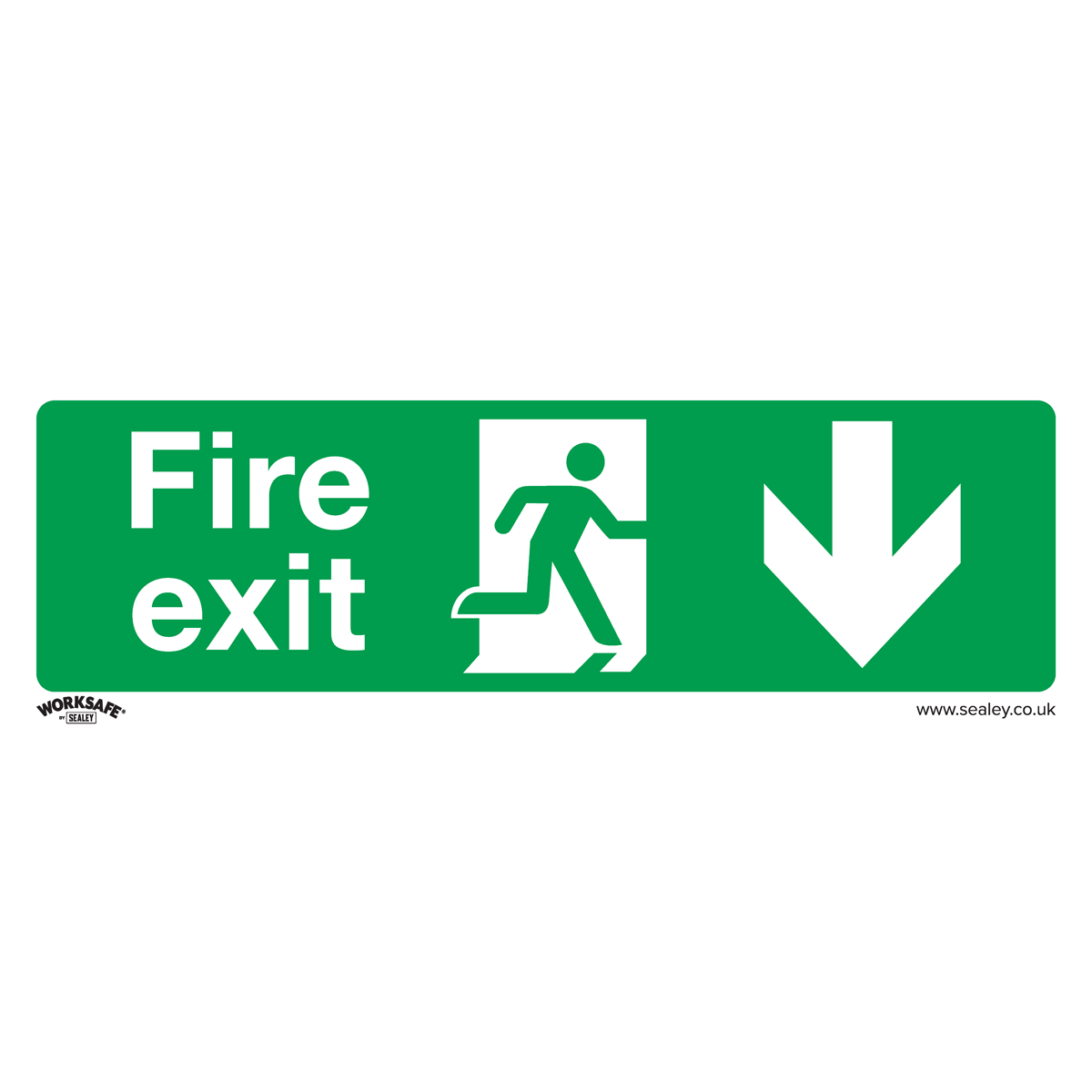 Sealey SS22V10 Safe Conditions Safety Sign - Fire Exit (Down) - Self-Adhesive Vinyl - Pack of 10
