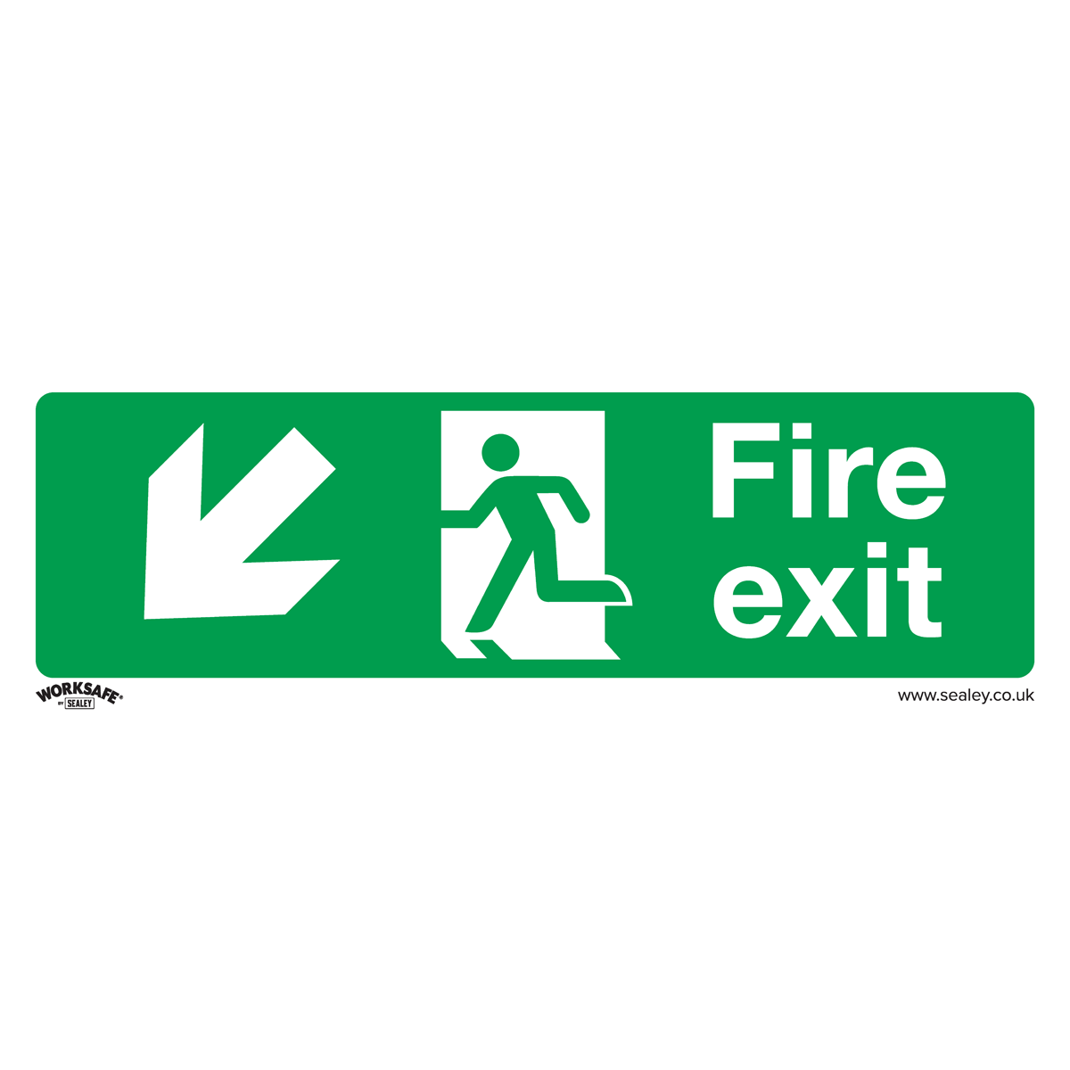 Sealey SS34P10 Safe Conditions Safety Sign - Fire Exit (Down Left) - Rigid Plastic - Pack of 10