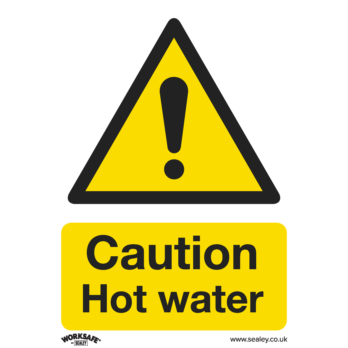 Sealey SS38P1 Warning Safety Sign - Caution Hot Water - Rigid Plastic