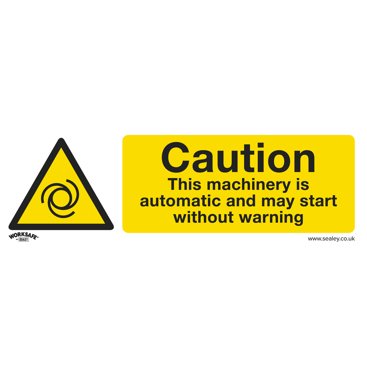 Sealey SS47V1 Warning Safety Sign - Caution Automatic Machinery - Self-Adhesive Vinyl