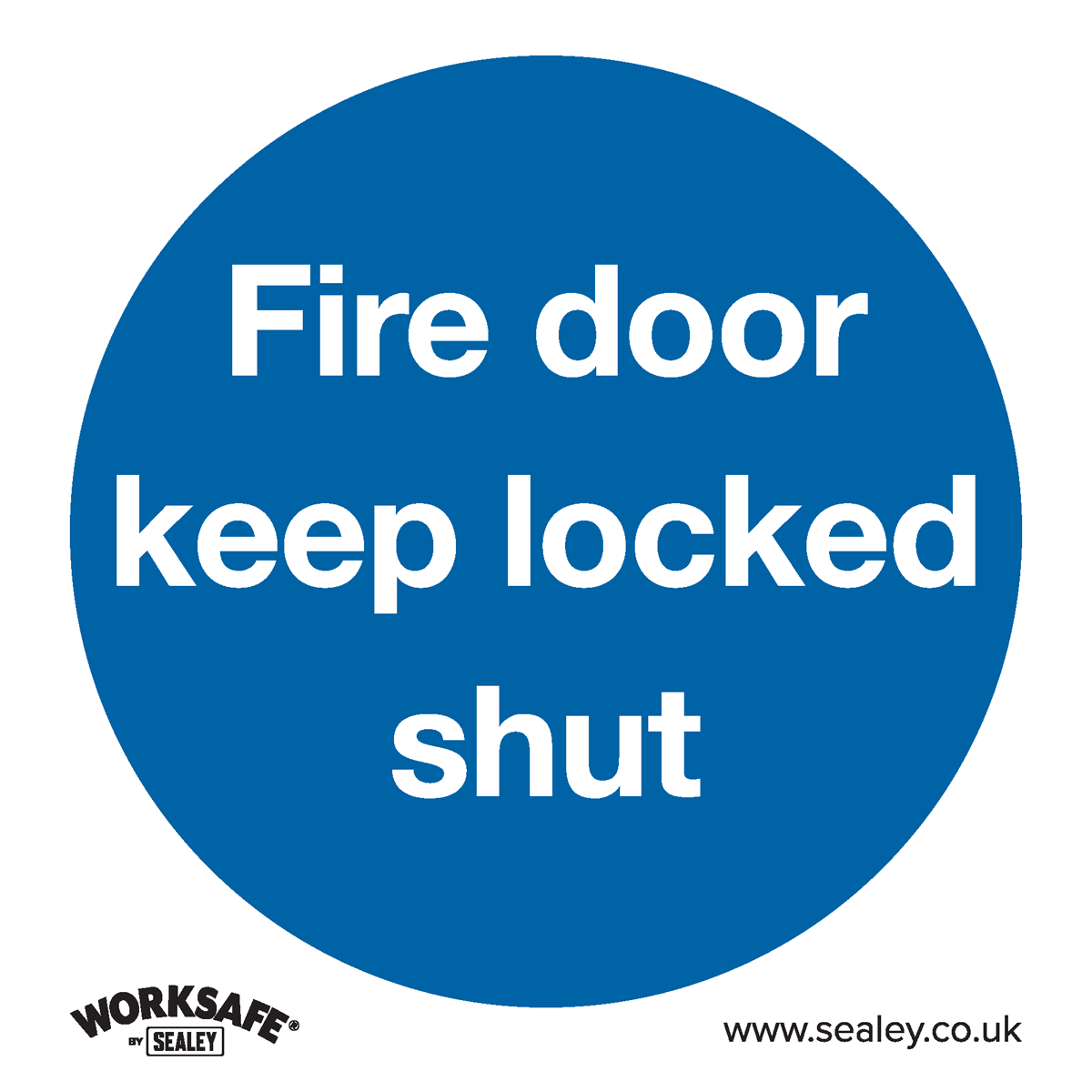 Sealey SS4V10 Mandatory Safety Sign - Fire Door Keep Locked Shut - Self-Adhesive Vinyl - Pack of 10