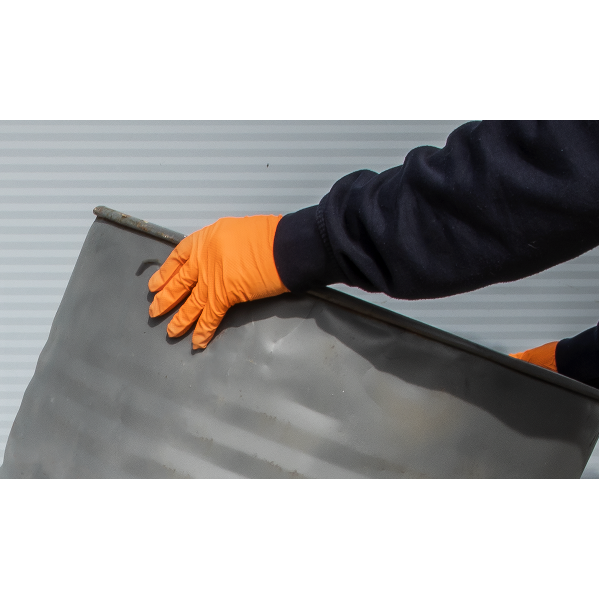 Sealey SSP56XL Diamond Grip Extra-Thick Nitrile Powder-Free Gloves, Orange, X-Large - Pack of 50