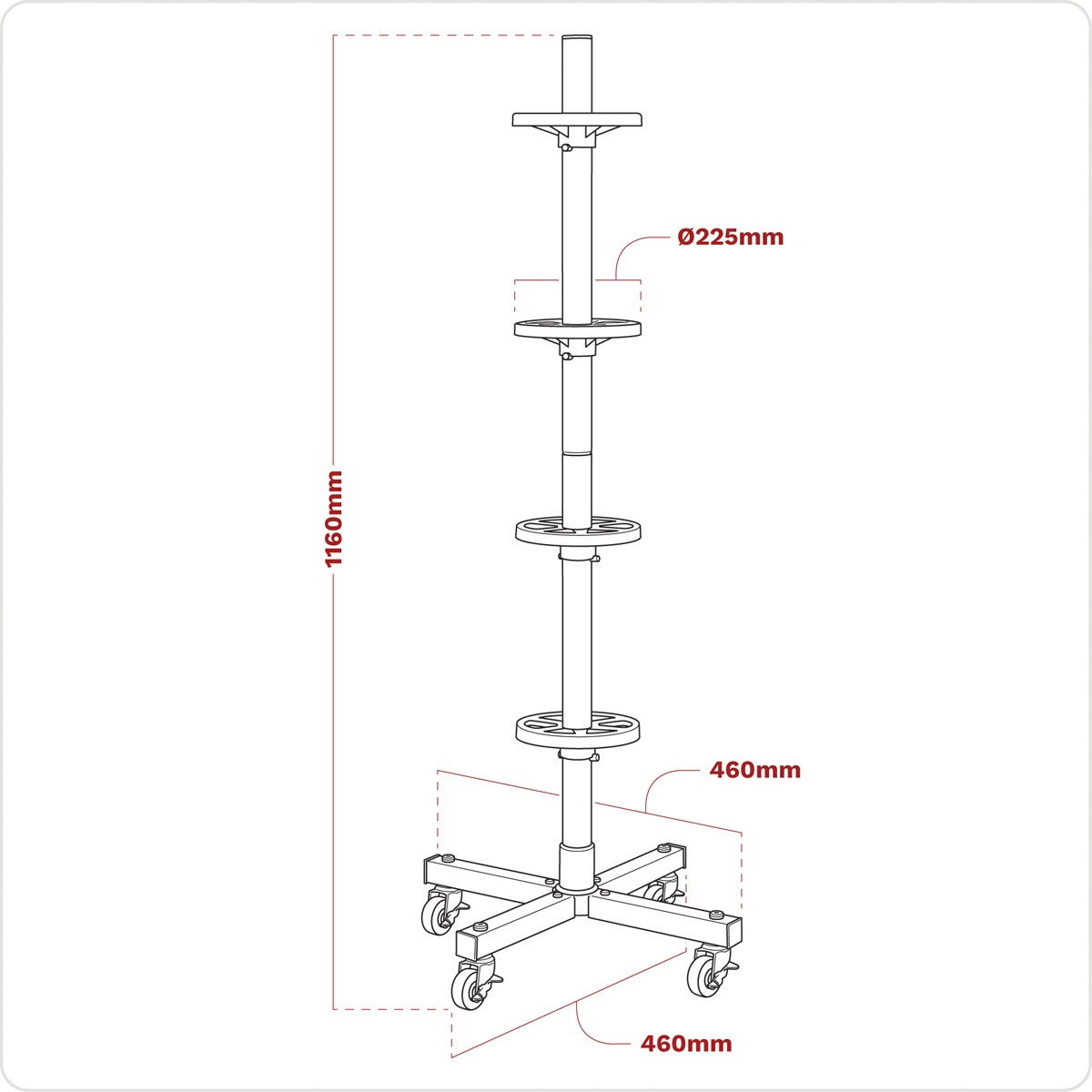 Sealey STR004 Wheel Storage Trolley 100kg Capacity