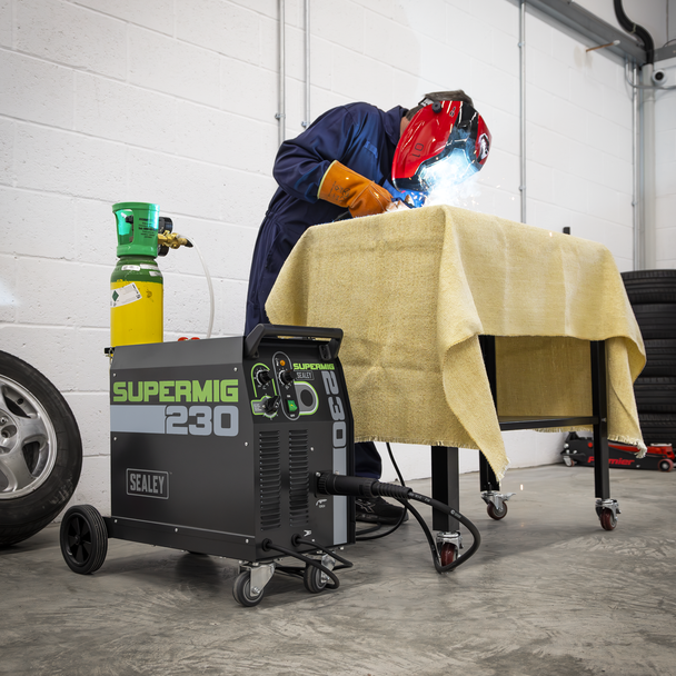 Sealey SUPERMIG230 Professional Gas/Gasless MIG Welder with Binzel Euro Torch 230A 230V