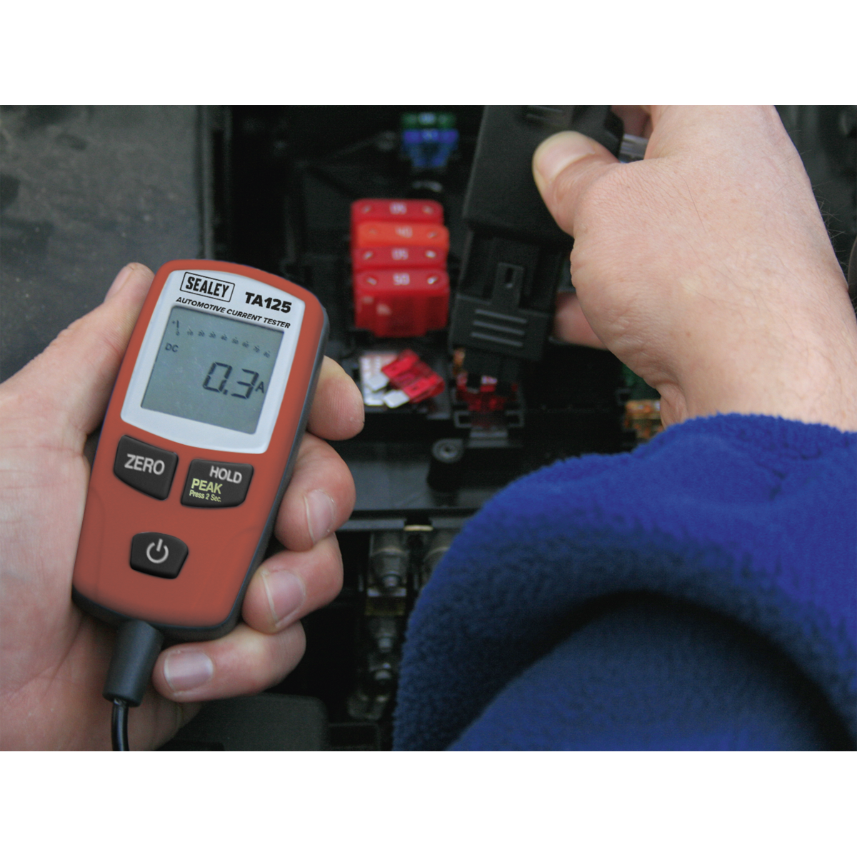 Sealey TA125 Automotive Current Tester 80A - Mini, Standard & Maxi Blade Fuses