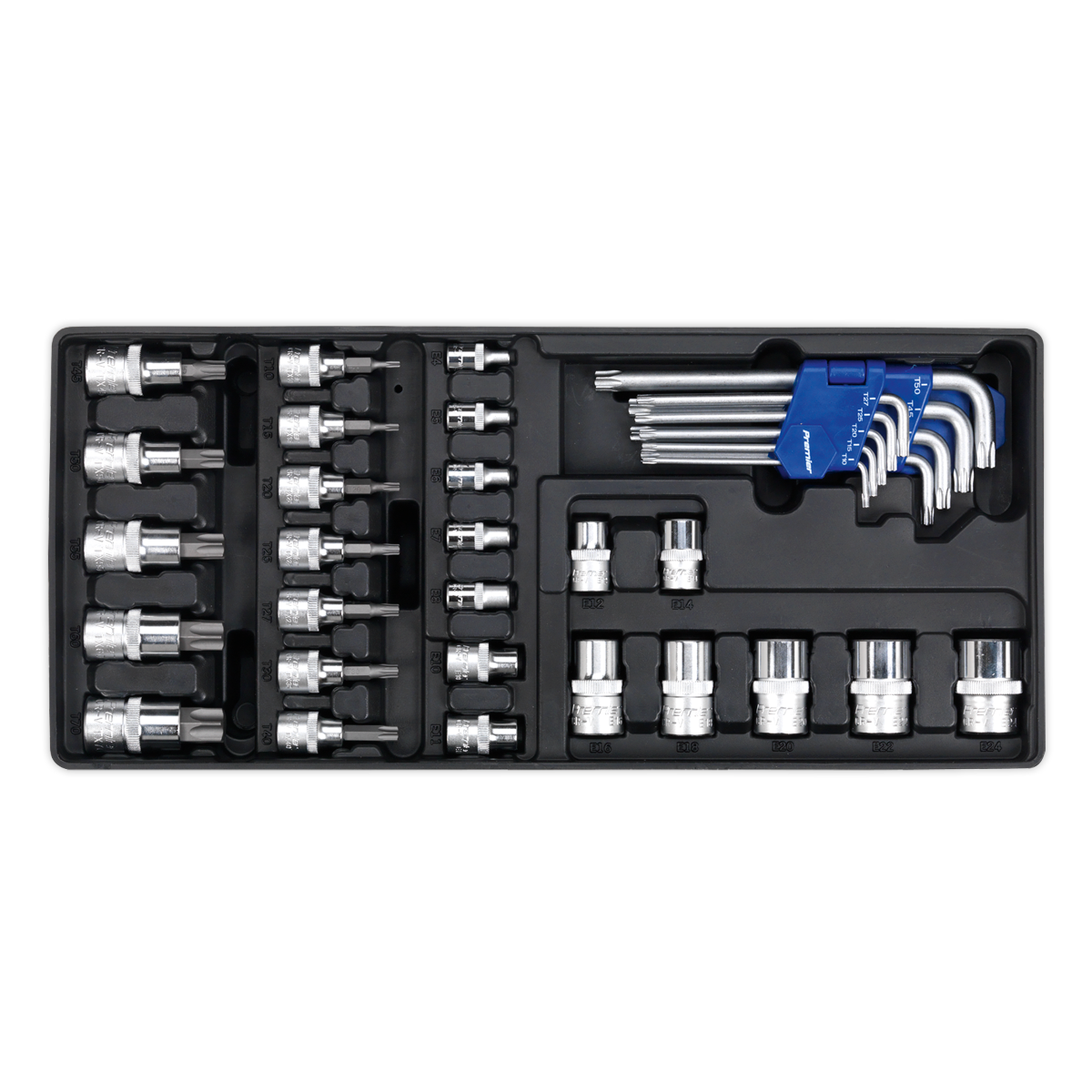 Sealey TBT08 Tool Tray with TRX-Star* Key, Socket Bit & Socket Set 35pc
