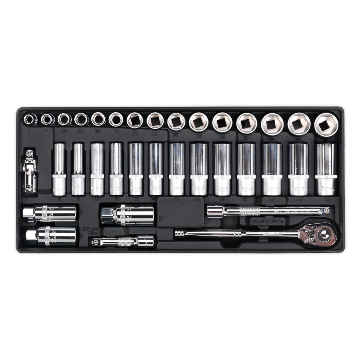 Sealey TBT20 Tool Tray with Socket Set 35pc 3/8"Sq Drive