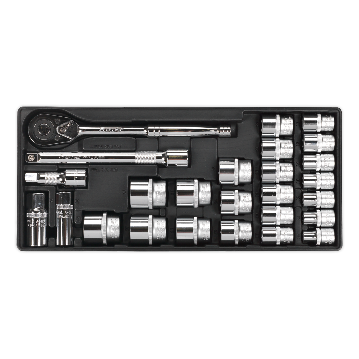 Sealey TBT21 Tool Tray with Socket Set 26pc 1/2"Sq Drive
