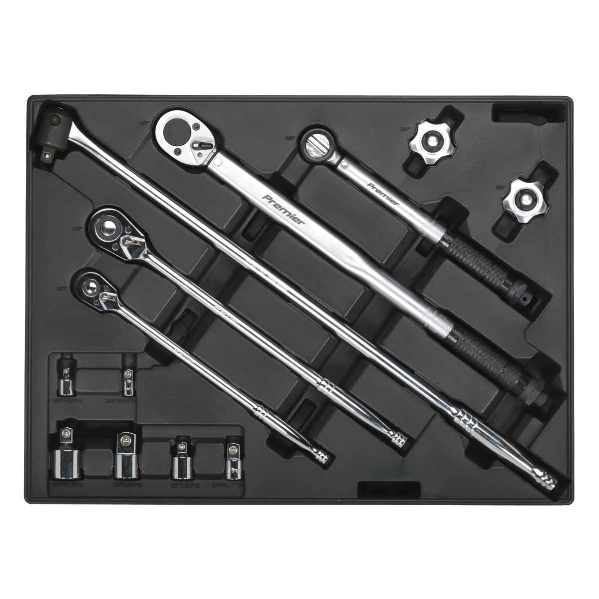 Sealey TBT32 Premier Ratchet, Torque Wrench, Breaker Bar & Socket Adaptor Set with Tool Tray 13pc