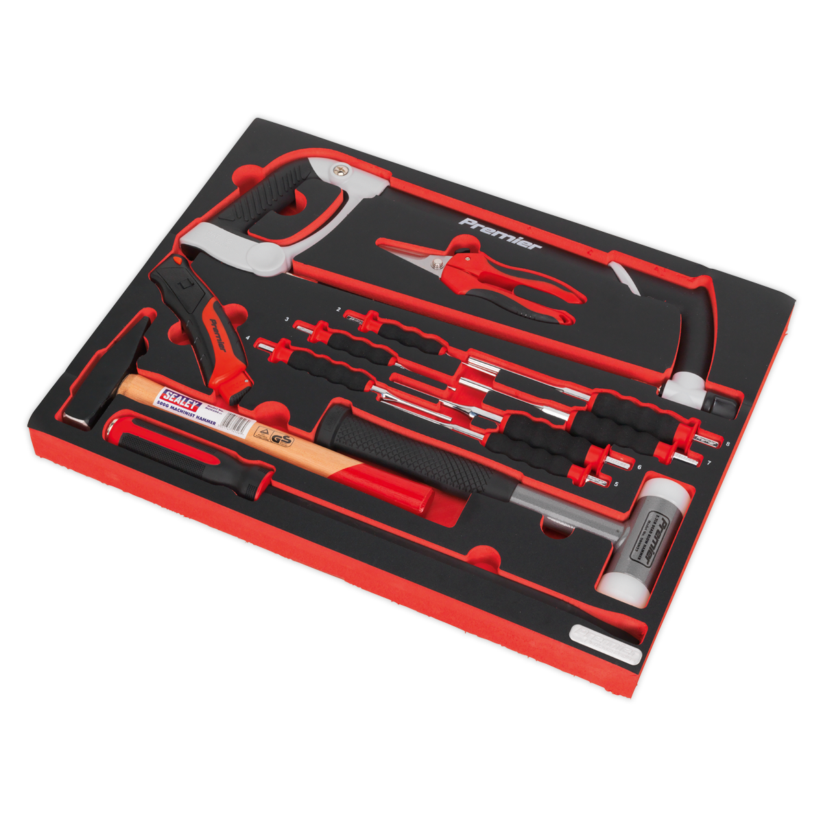Sealey TBTP06EU Tool Tray with Hacksaw, Hammers & Punches 13pc
