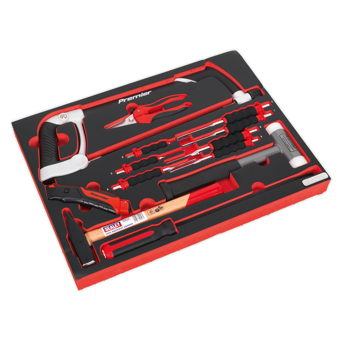 Sealey TBTP06EU Tool Tray with Hacksaw, Hammers & Punches 13pc