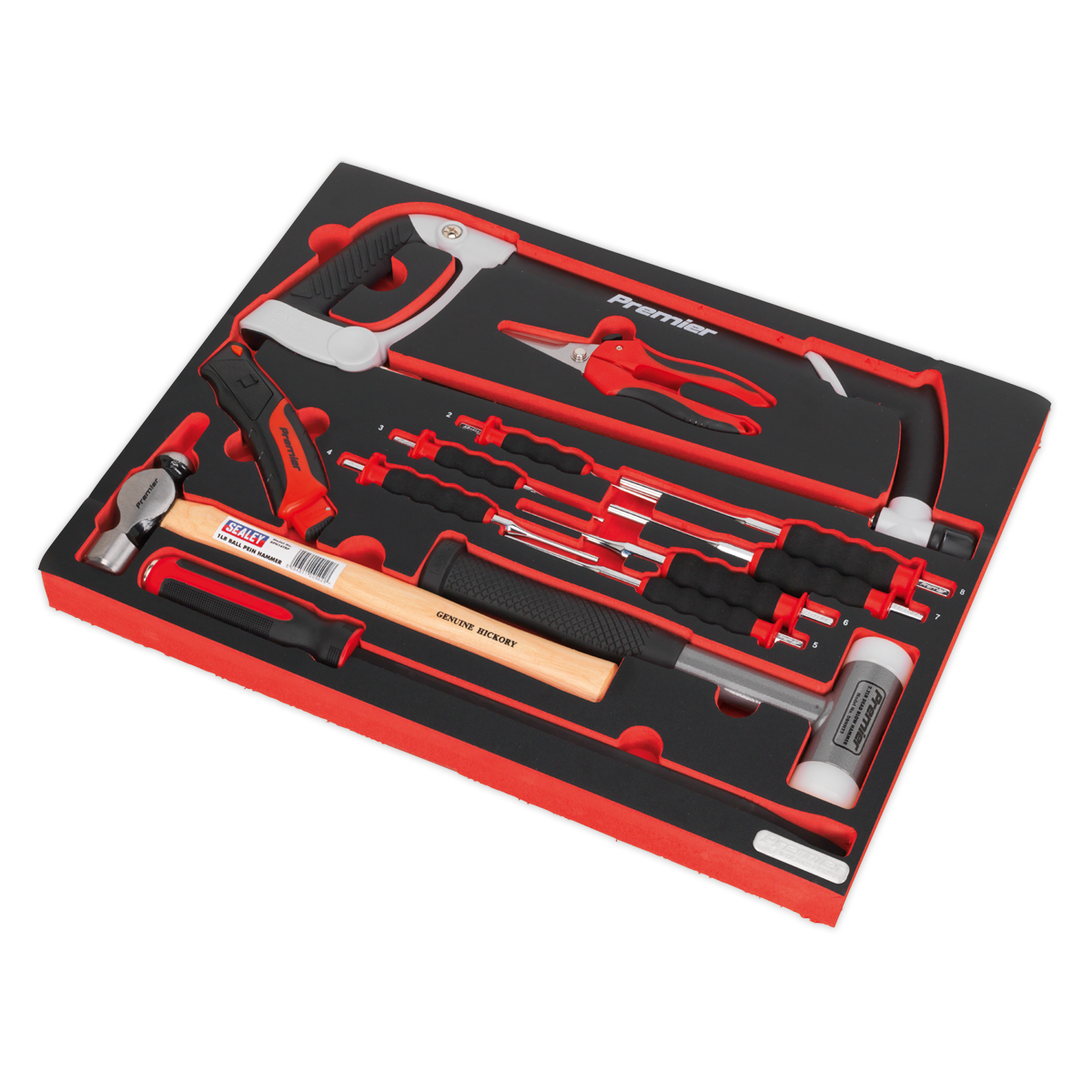 Sealey TBTP06UK Tool Tray with Hacksaw, Hammers & Punches 13pc
