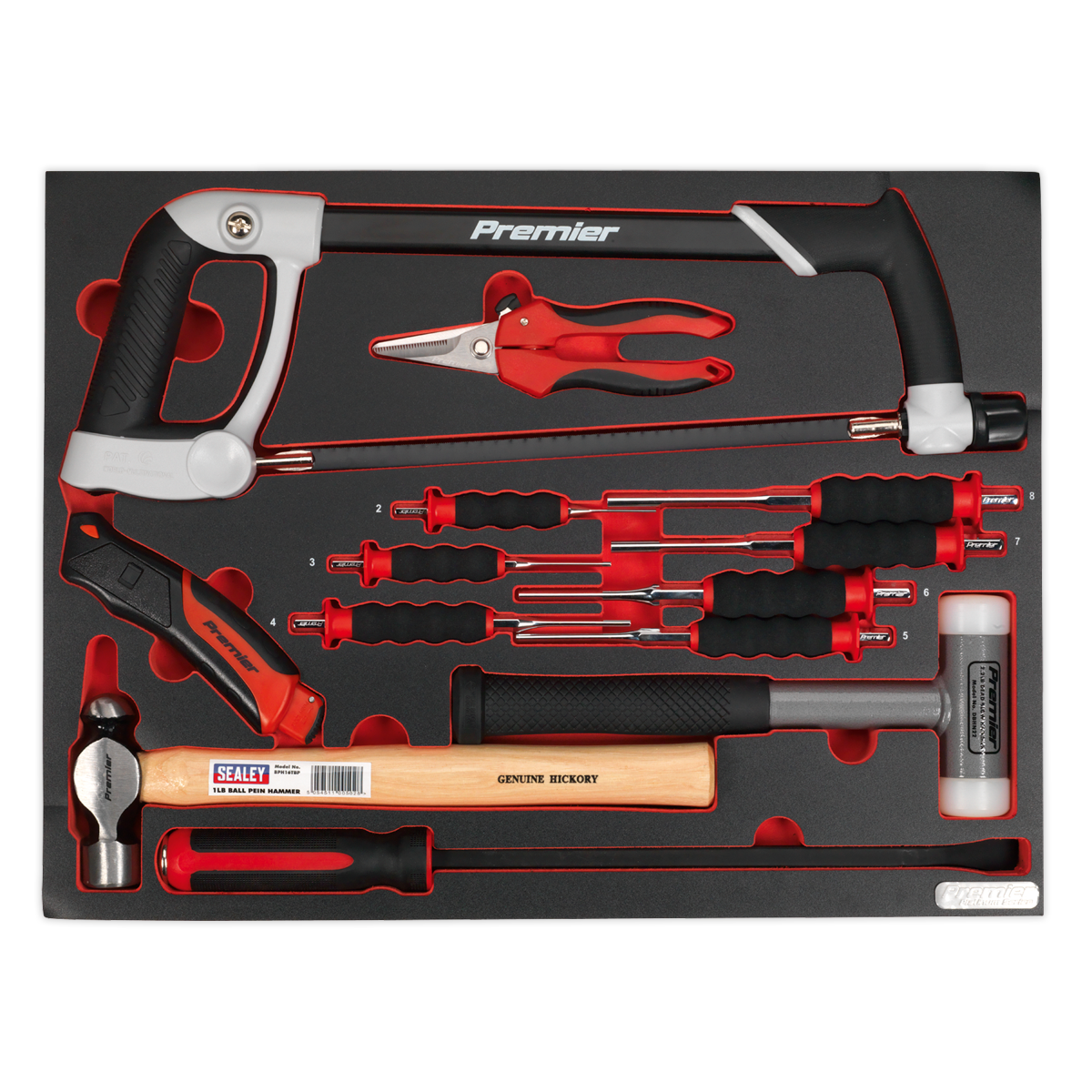 Sealey TBTP06UK Tool Tray with Hacksaw, Hammers & Punches 13pc
