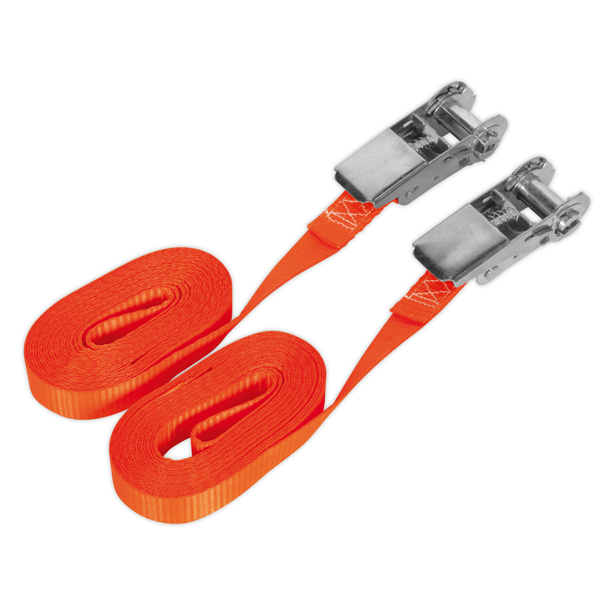 Sealey TD08045E Self-Securing Ratchet Tie Down 25mm x 4.5m 800kg Breaking Strength - Pair