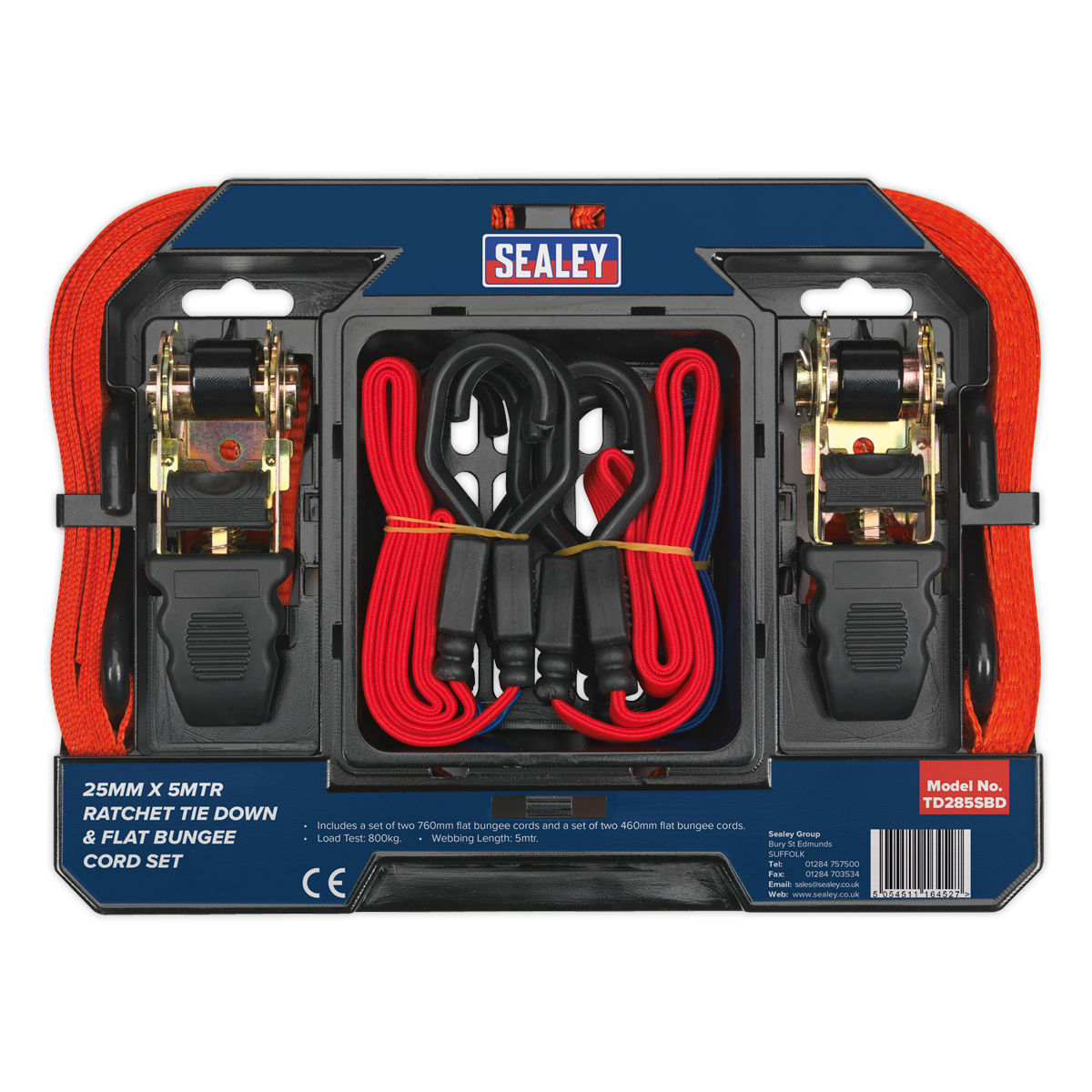 Sealey TD285SBD Tie Down & Bungee Cord Set 6pc