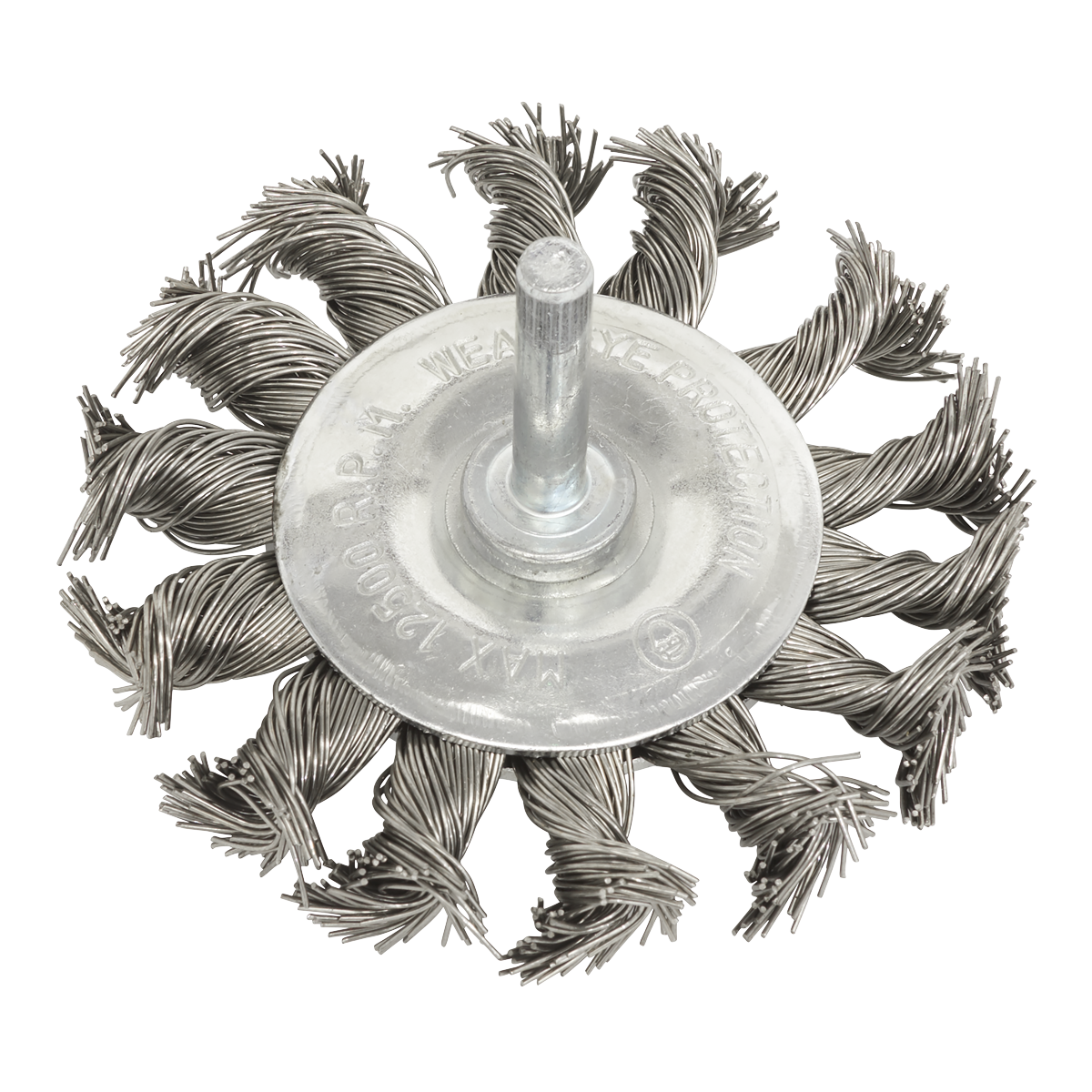 Sealey TKFBS75 Twist Knot Wire Flat Brush Ø75mm with Ø6mm Shaft