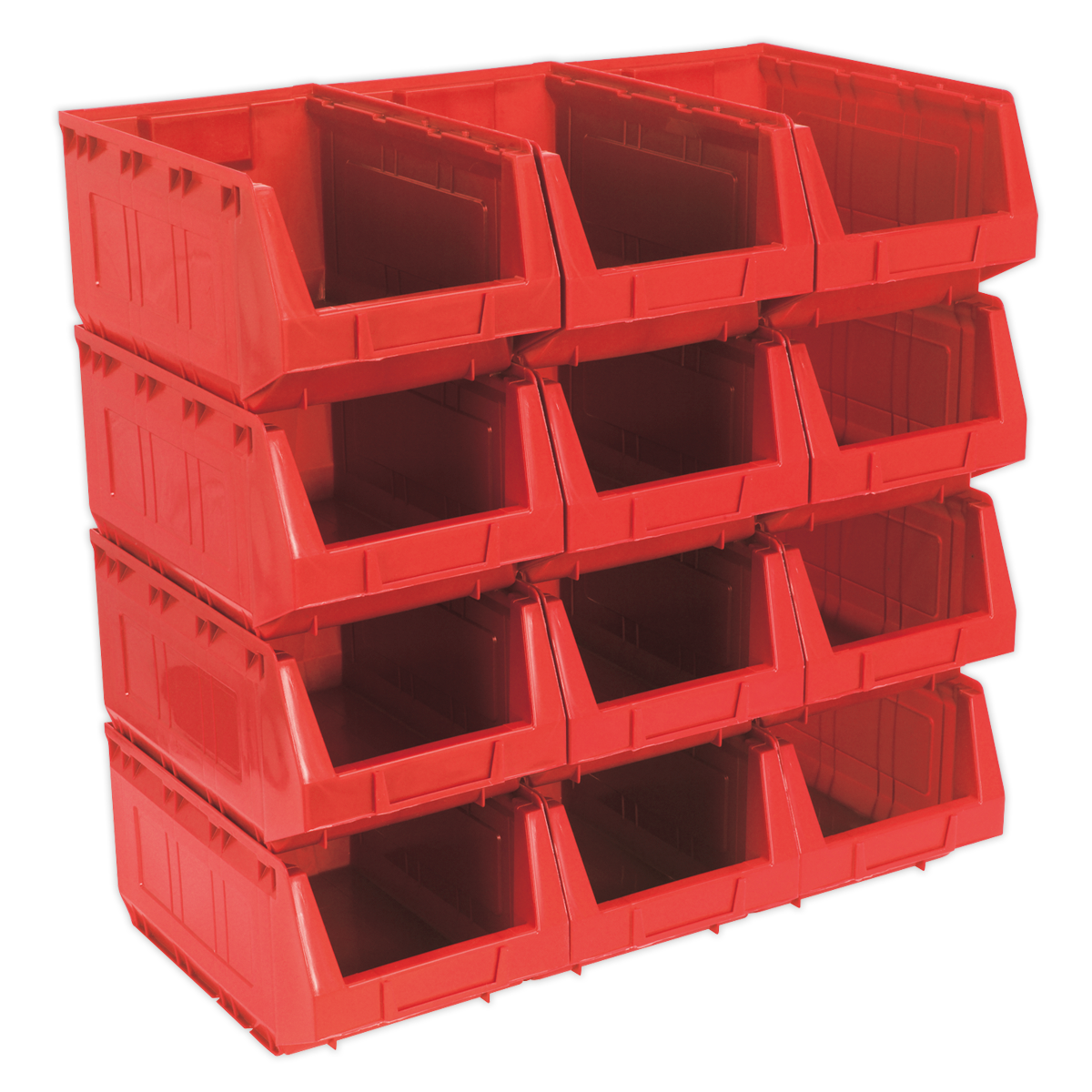 Sealey TPS412R Plastic Storage Bin 210 x 355 x 165mm - Red Pack of 12