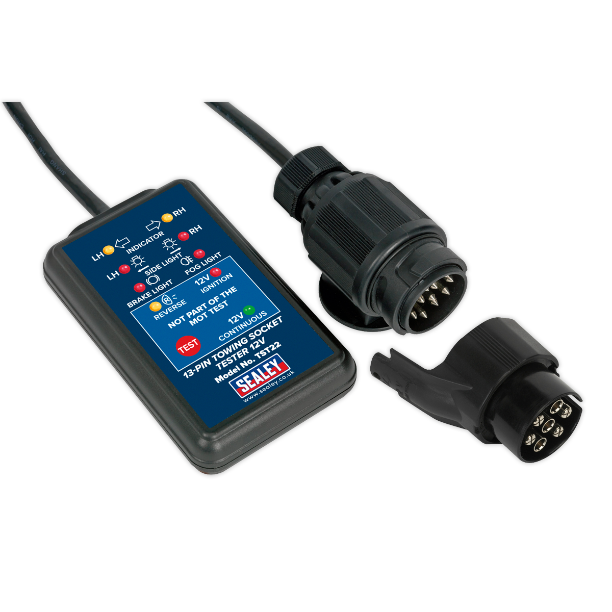 Sealey TST22 Towing Socket Tester 13-Pin 12V - DVSA Approved