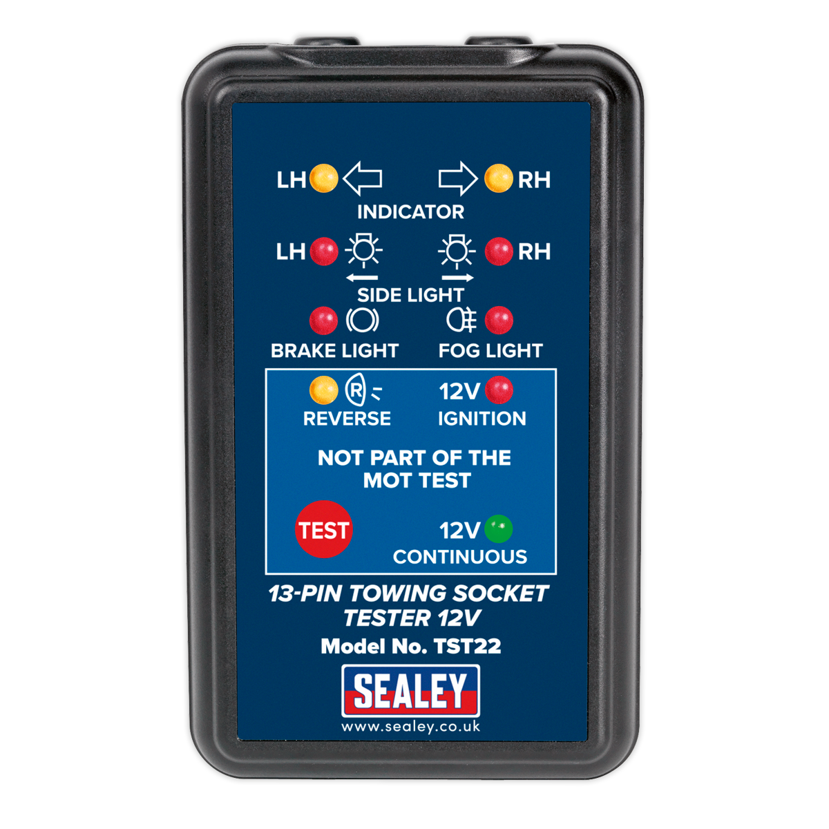Sealey TST22 Towing Socket Tester 13-Pin 12V - DVSA Approved