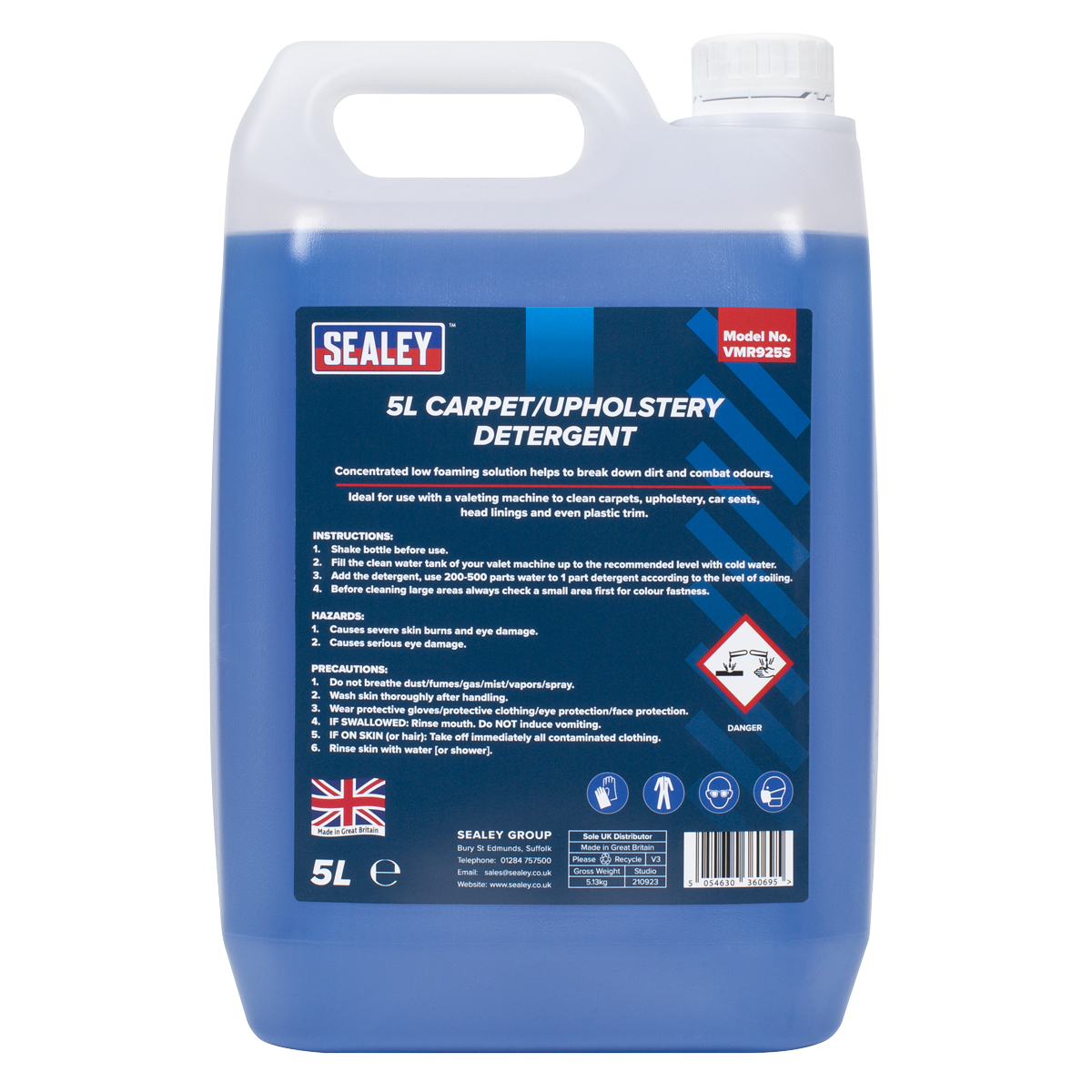 Sealey VMR925S Carpet/Upholstery Detergent 5L