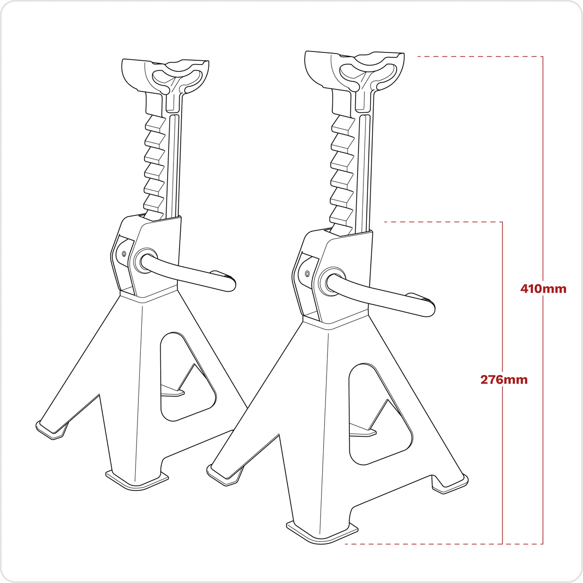 Sealey VS2002HV Axle Stands (Pair) 2tonne Capacity per Stand Ratchet Type - Hi-Vis Green