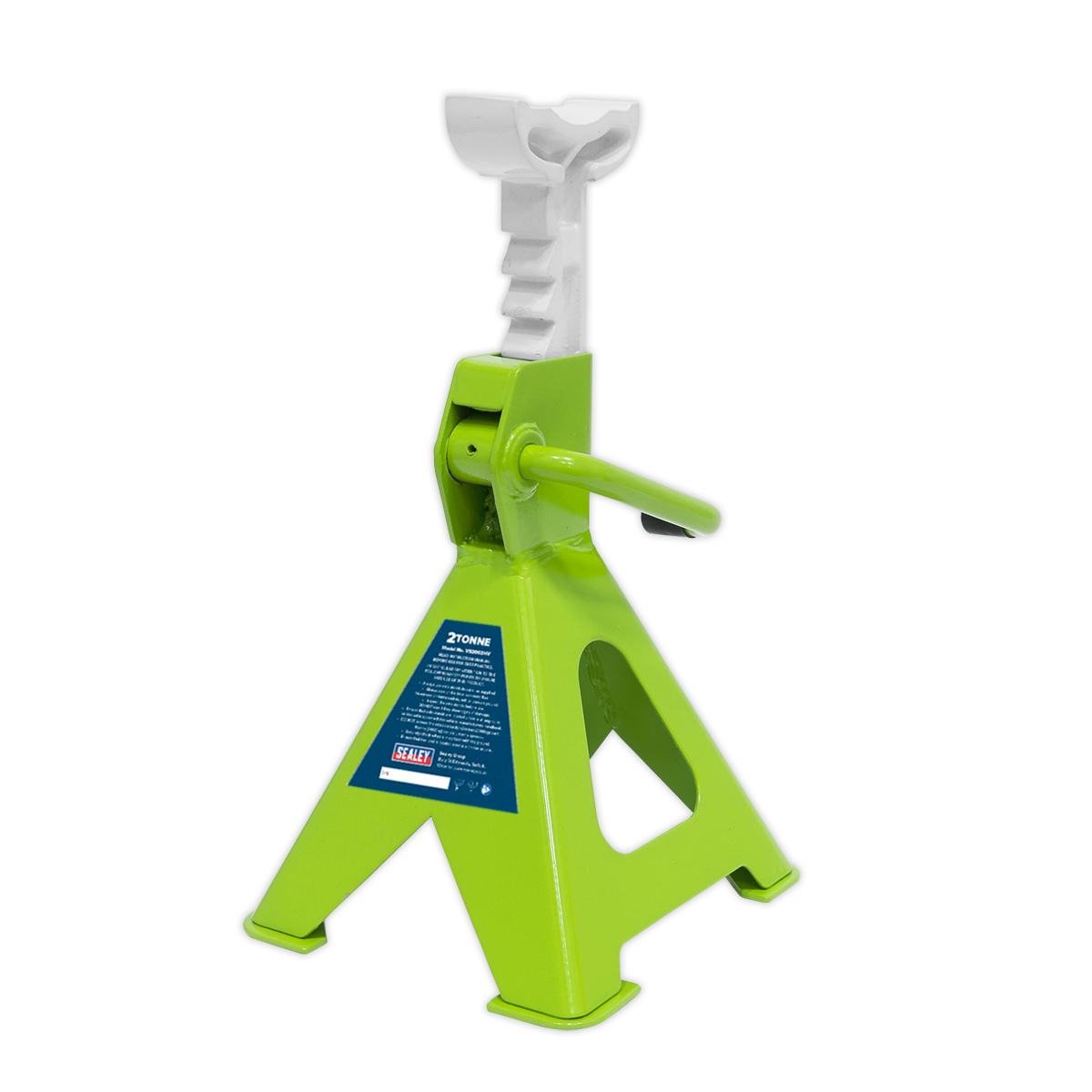 Sealey VS2002HV Axle Stands (Pair) 2tonne Capacity per Stand Ratchet Type - Hi-Vis Green