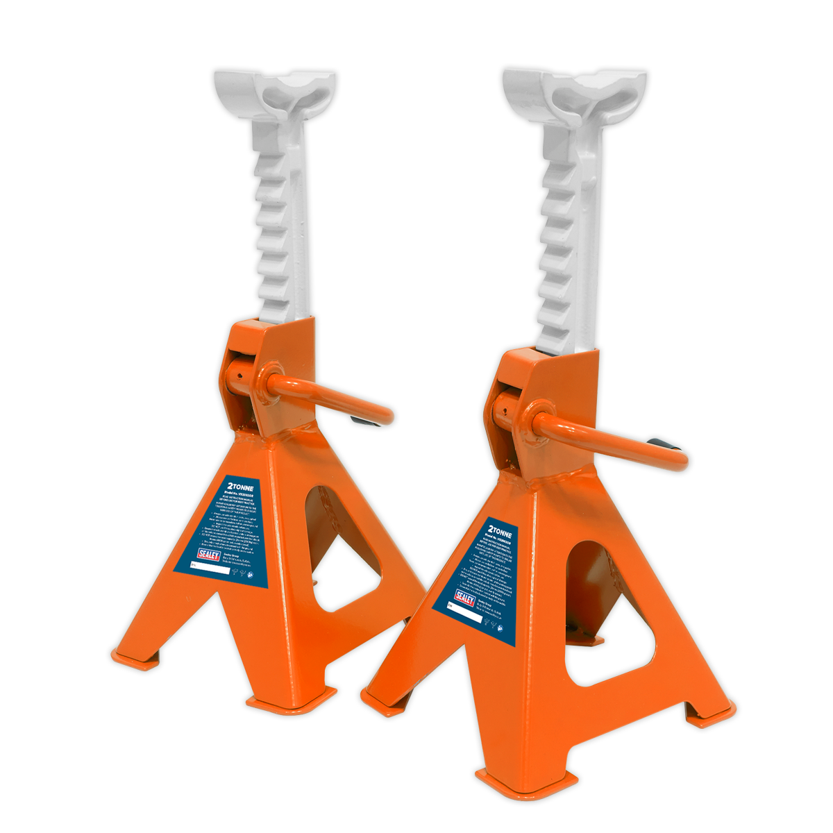 Sealey VS2002OR Axle Stands (Pair) 2tonne Capacity per Stand Ratchet Type - Orange