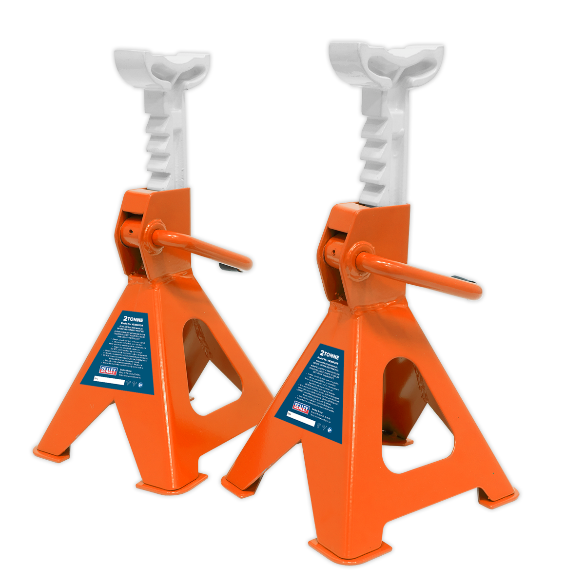 Sealey VS2002OR Axle Stands (Pair) 2tonne Capacity per Stand Ratchet Type - Orange