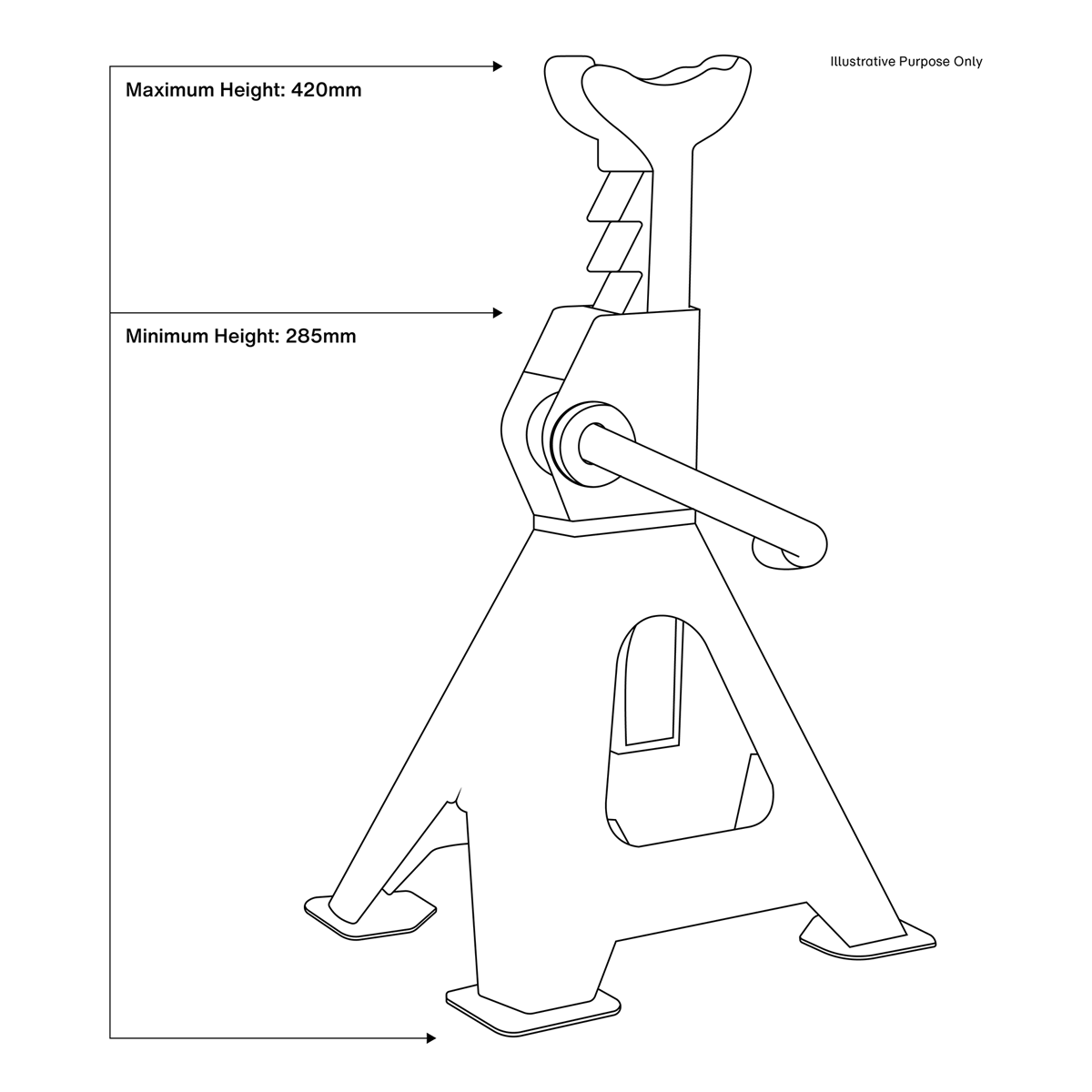 Sealey VS2003 Axle Stands (Pair) 3tonne Capacity per Stand Ratchet Type